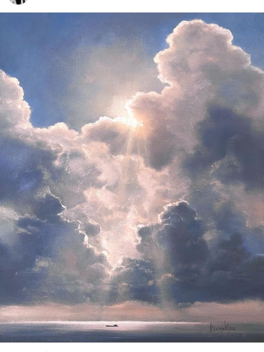 ksenya verse的油画作品.她把天空中最惊艳的那一瞬间变成了永恒.