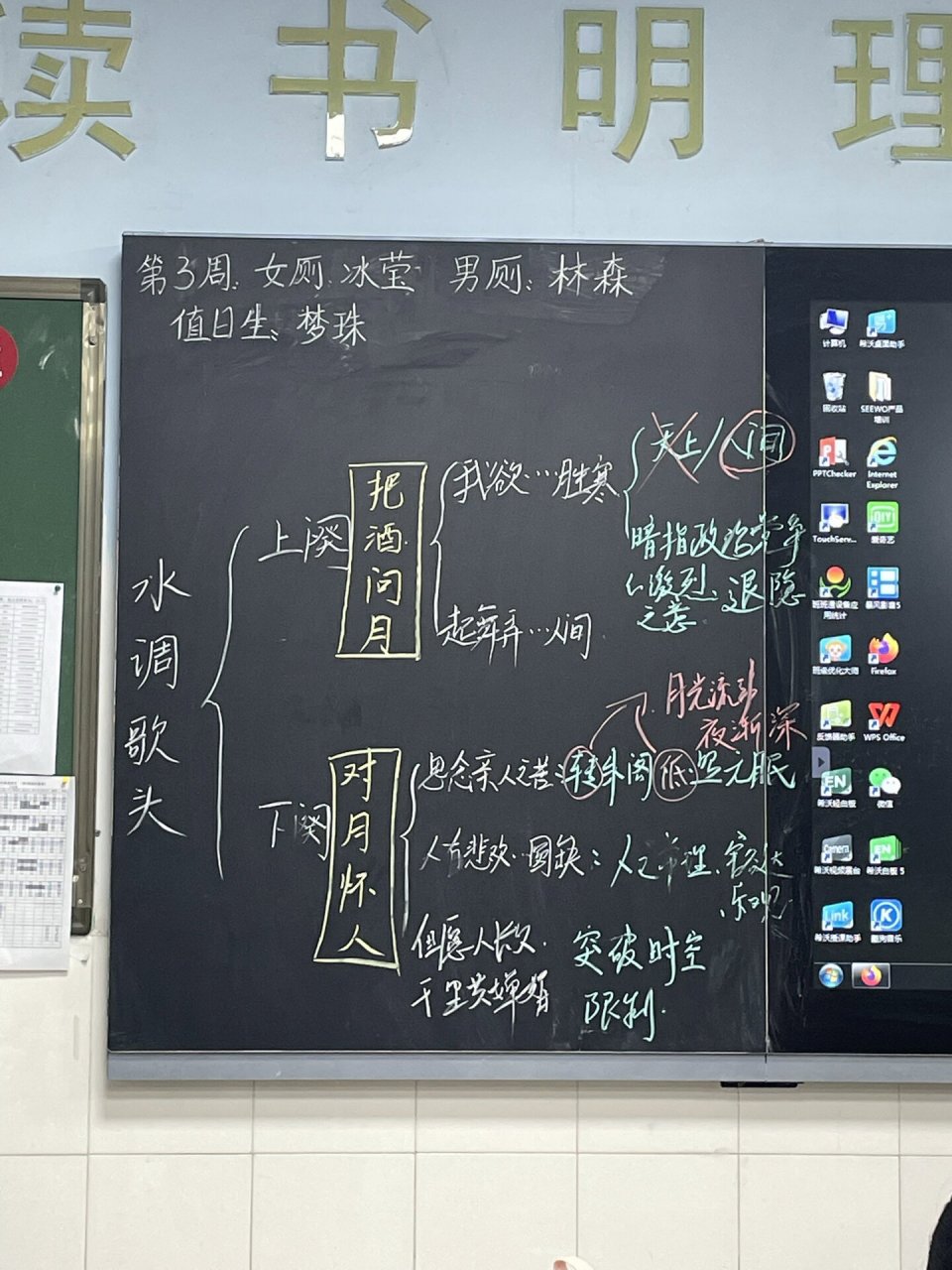 初二语文课堂|《水调歌头》板书 苏轼《水调歌头·明月几时有》 #板书