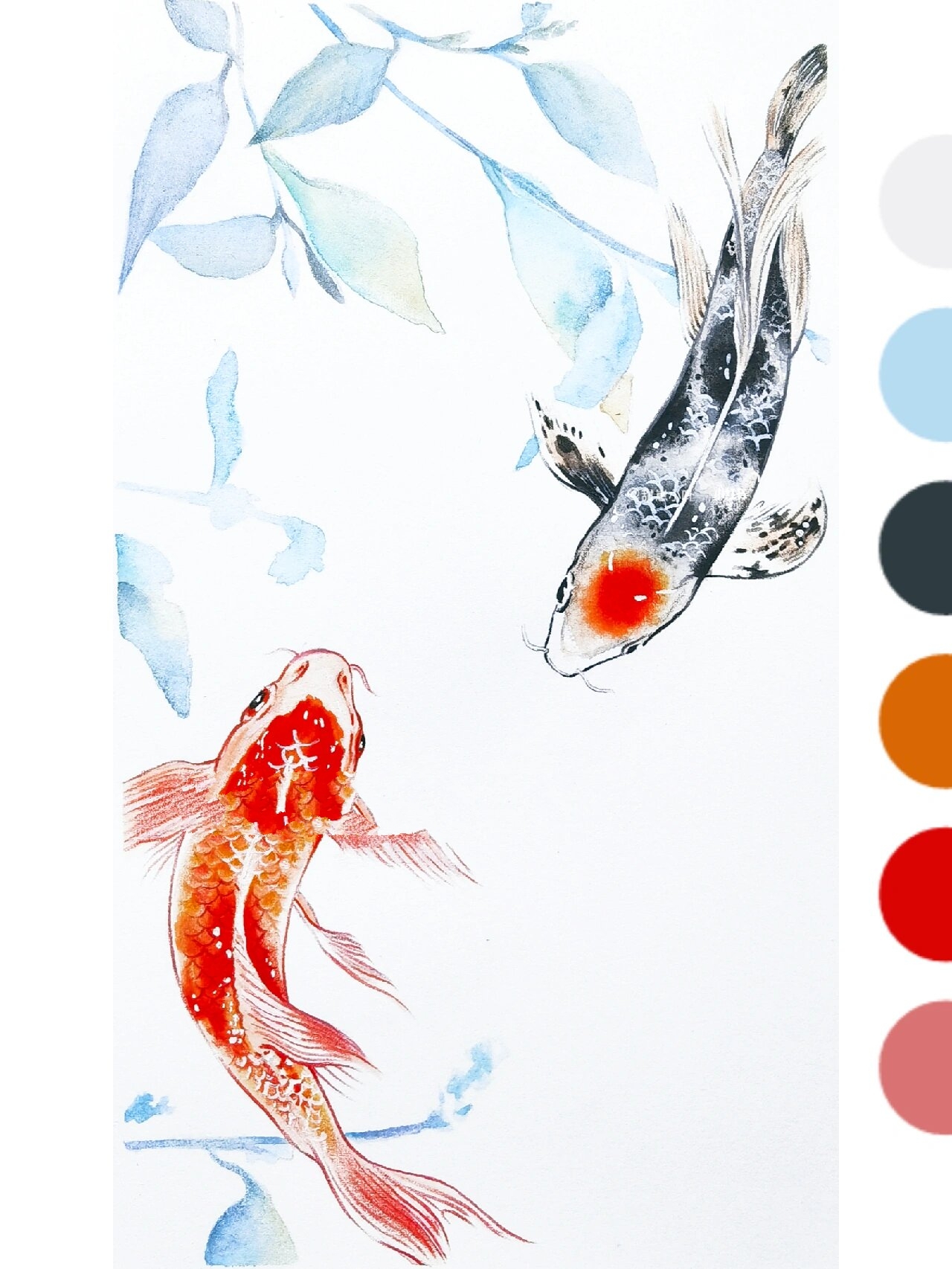 101彩铅手绘|锦鲤99 预祝高考的学子金榜题名!