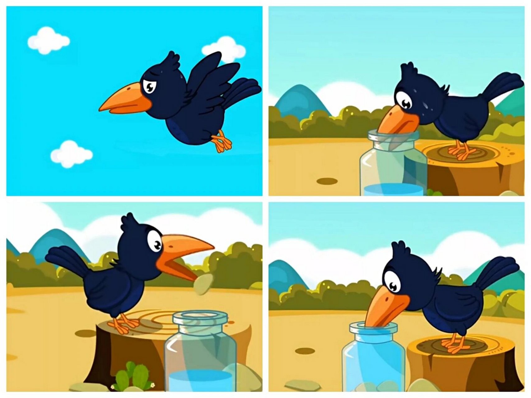 看图写话《乌鸦喝水》 《乌鸦喝水》 	 夏天天气很热.