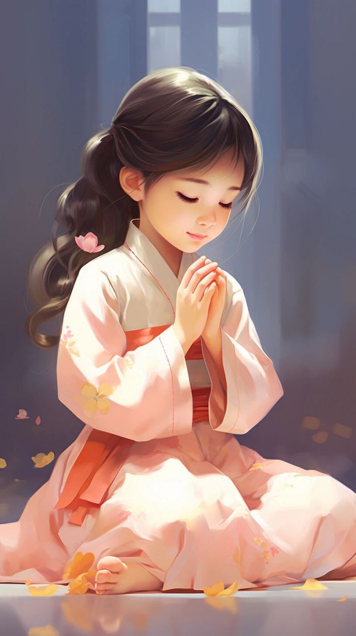 今日壁纸:祈祷的小女孩 一个小女孩虔诚地祈祷 她的脸颊泛红 阳光照耀