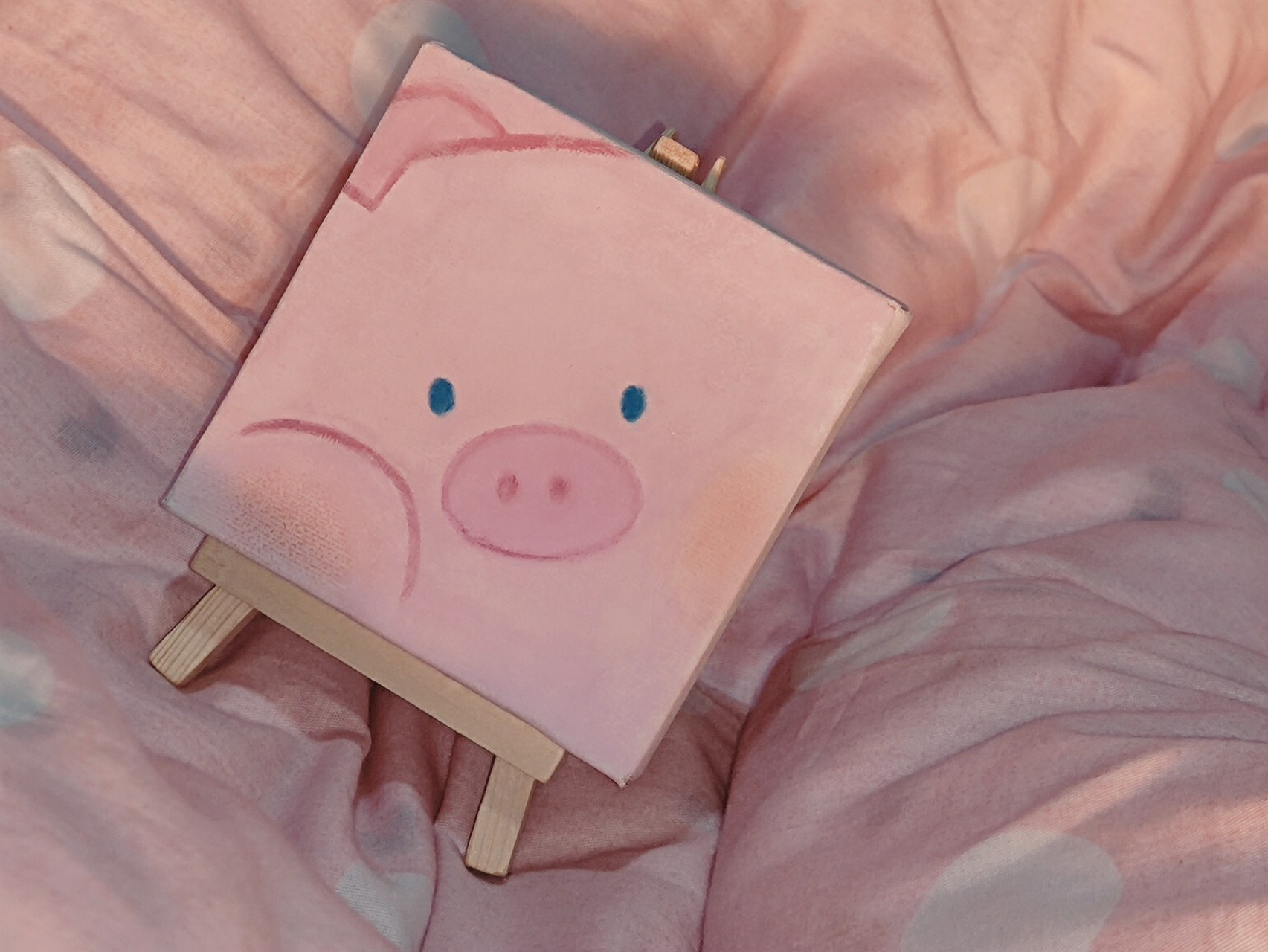 丙烯画油画颜料画简单易学动物小猪 10×10小画板 临摹的这个太太.