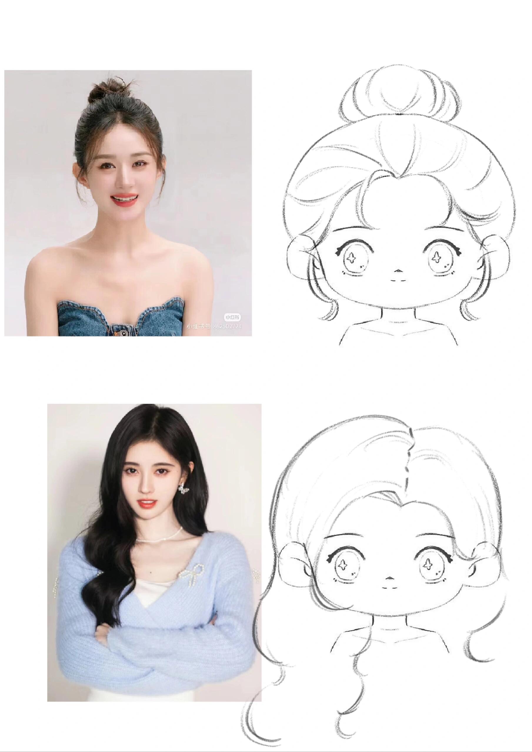 q版女生发型练习素材|正面06