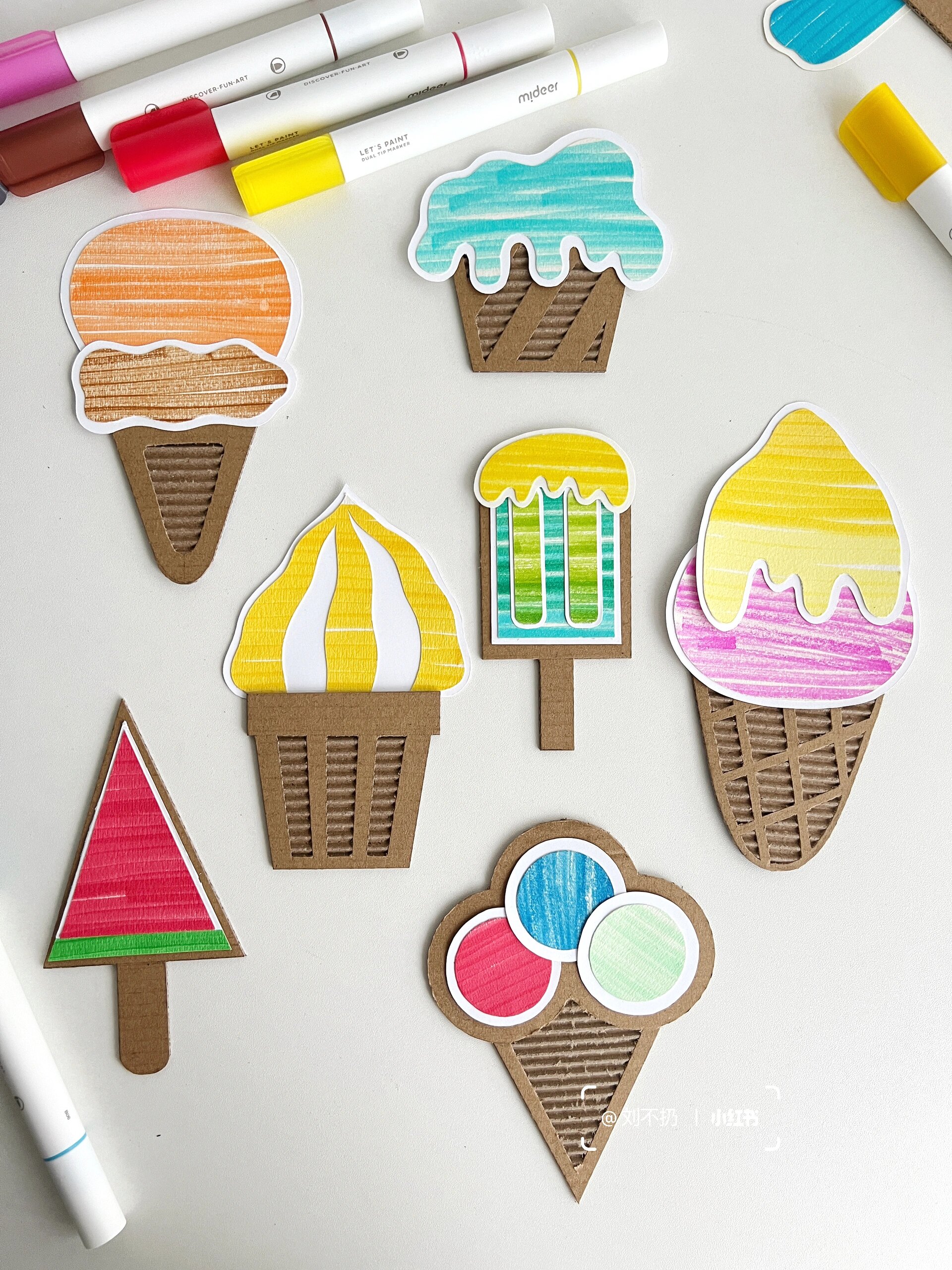 变废为宝创意手工|纸皮画拼贴多彩冰淇淋90