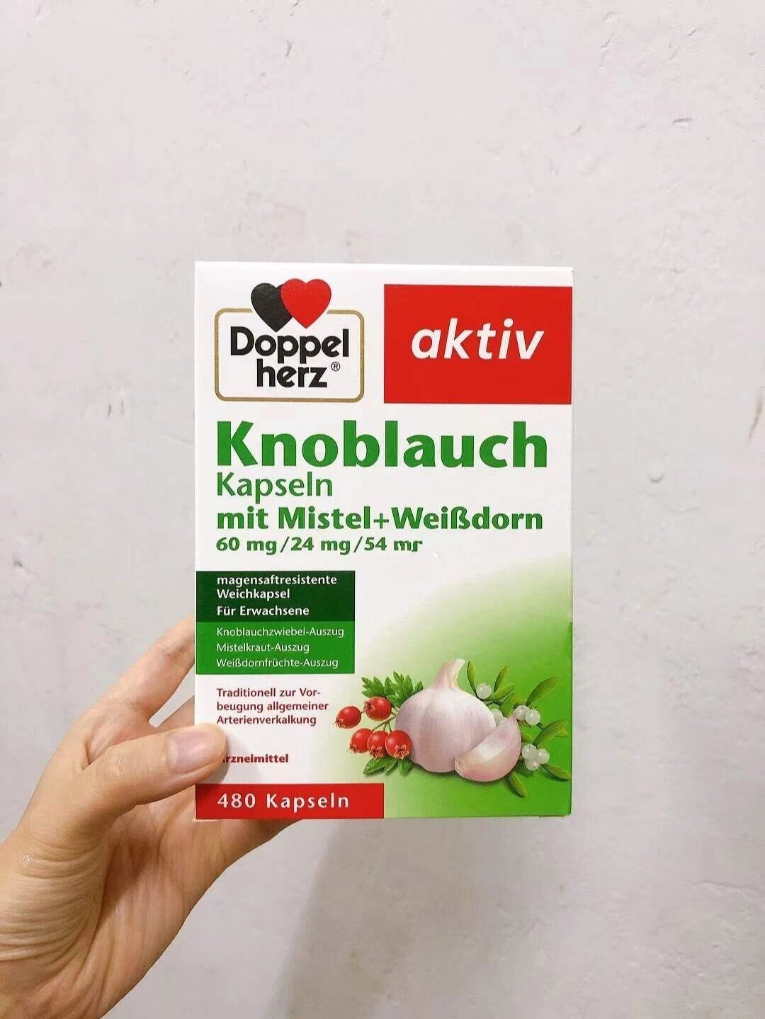 德国双心大蒜精480粒 天然大蒜素具有抗菌效果,适合免疫力抵抗力差,心