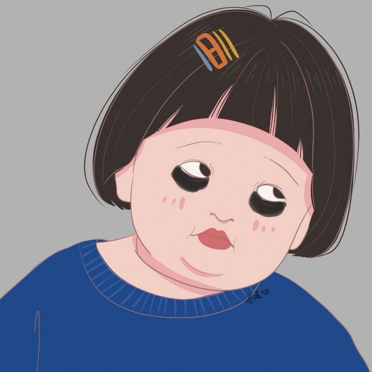 插画 | 头像 | 也不知道每天熬夜的意义在哪 是黑眼圈太多,还是头发