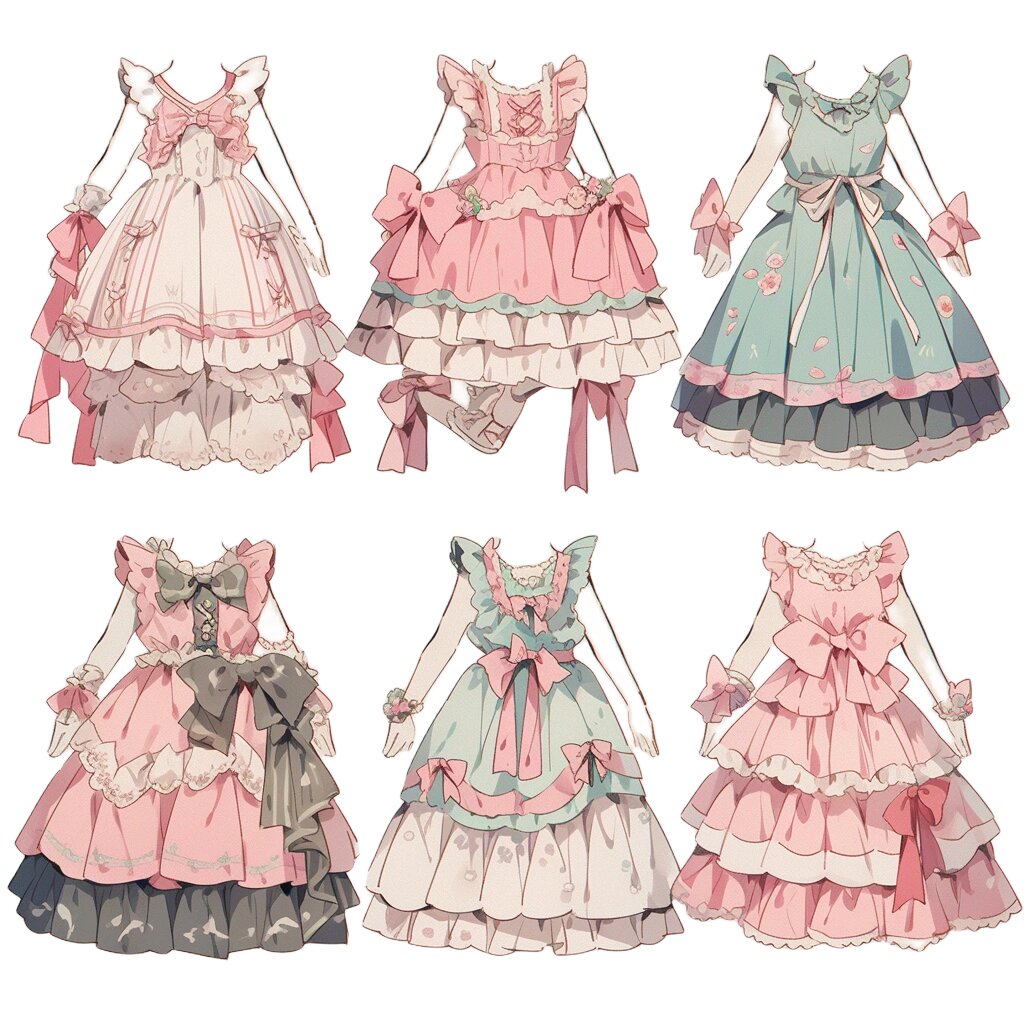 连衣裙|oc穿搭洛丽塔服设手帐插画素材39弹