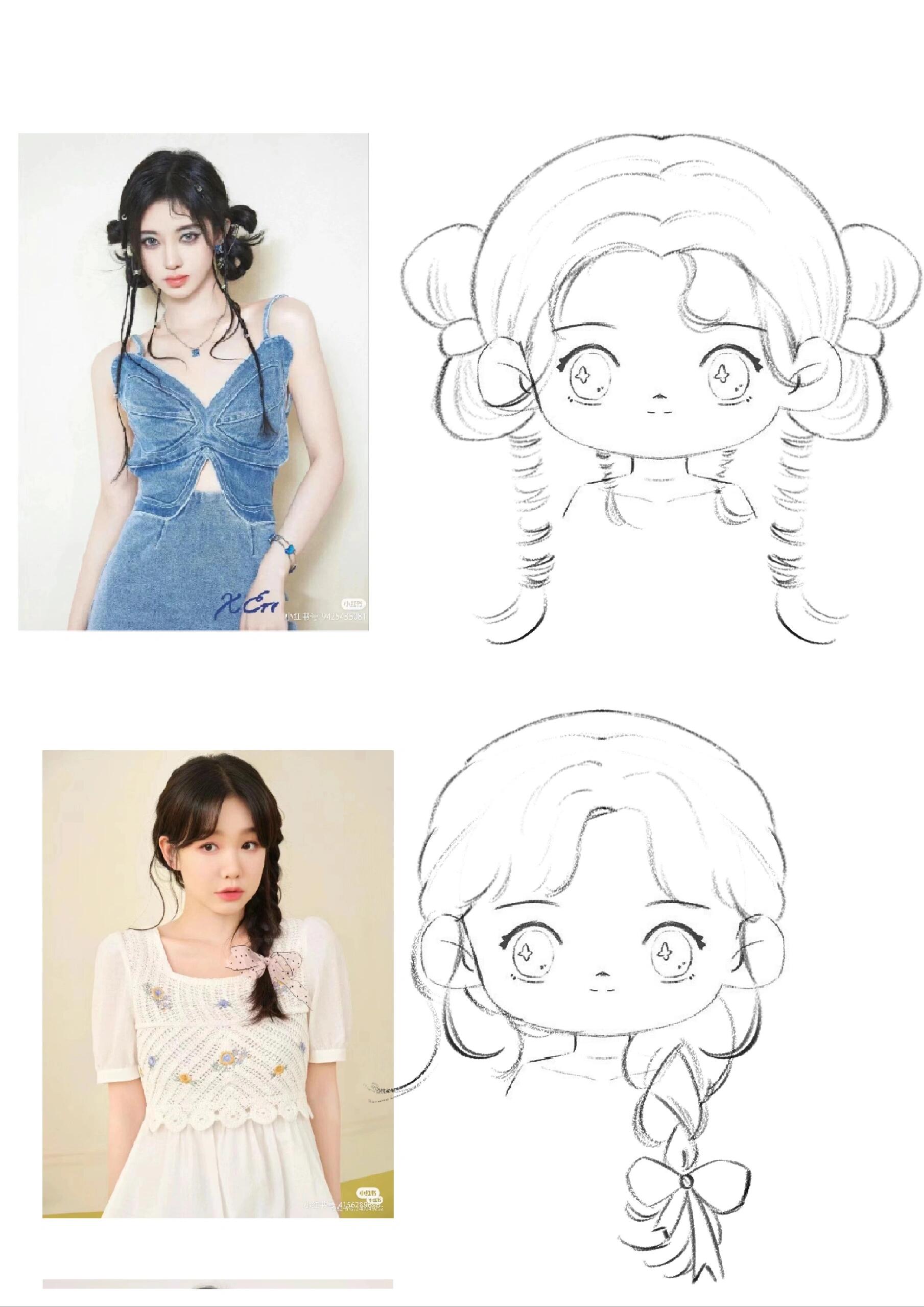 q版女生发型练习素材|正面06