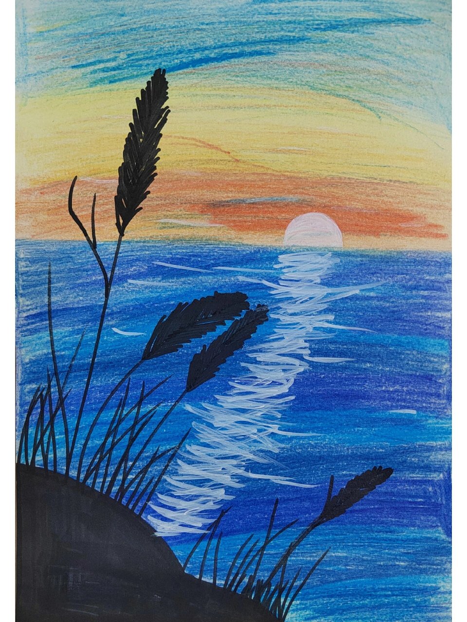 小学五年级美术课堂作业 五年级学生的美术课堂绘画作品,因为作品时间