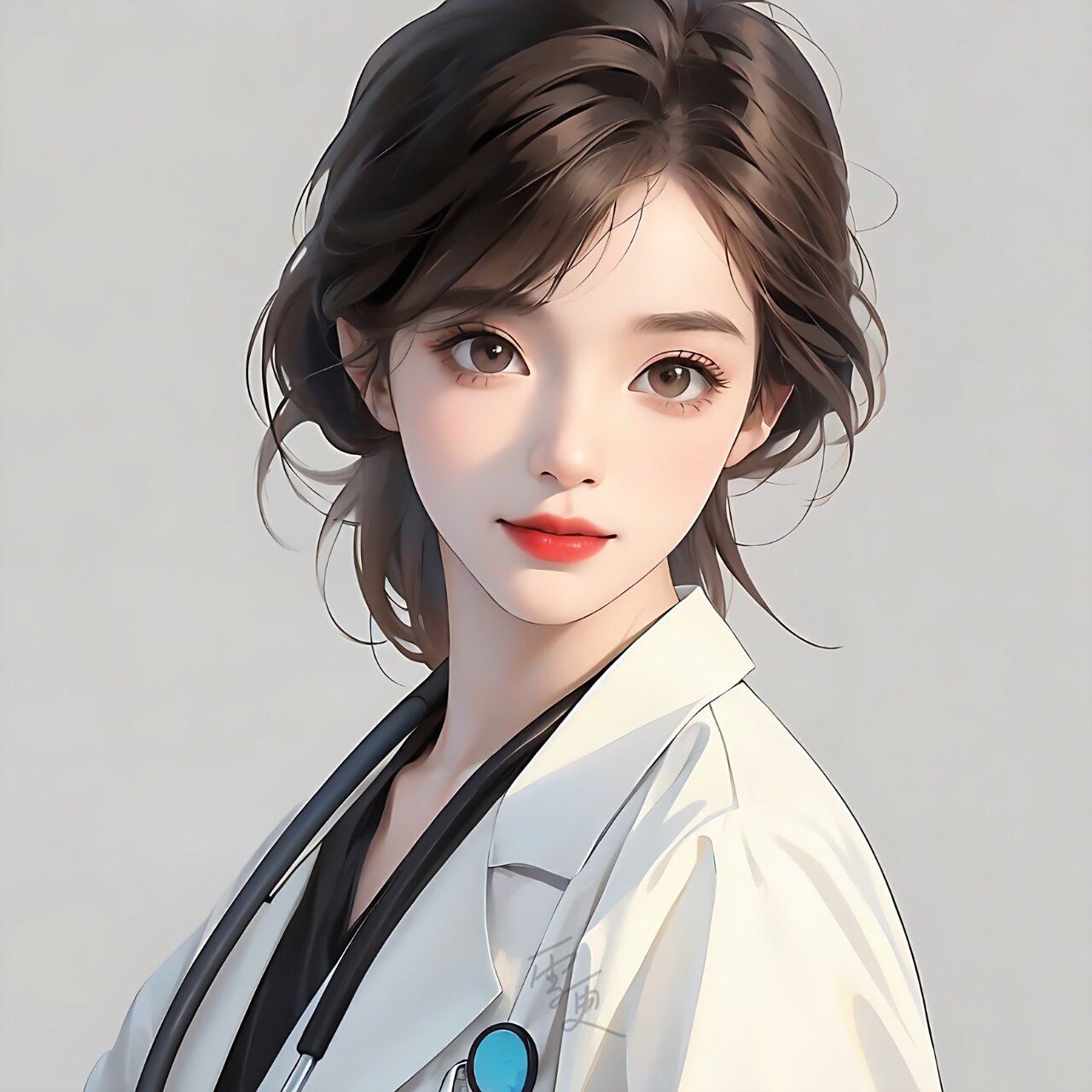 职业头像|长发气质白大褂女医生