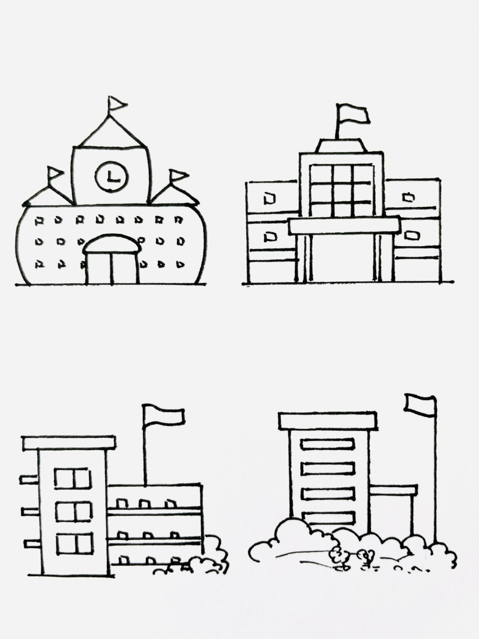 【简笔画】学校93 分享一组建筑类简笔画—学校 还喜欢什么,留言给