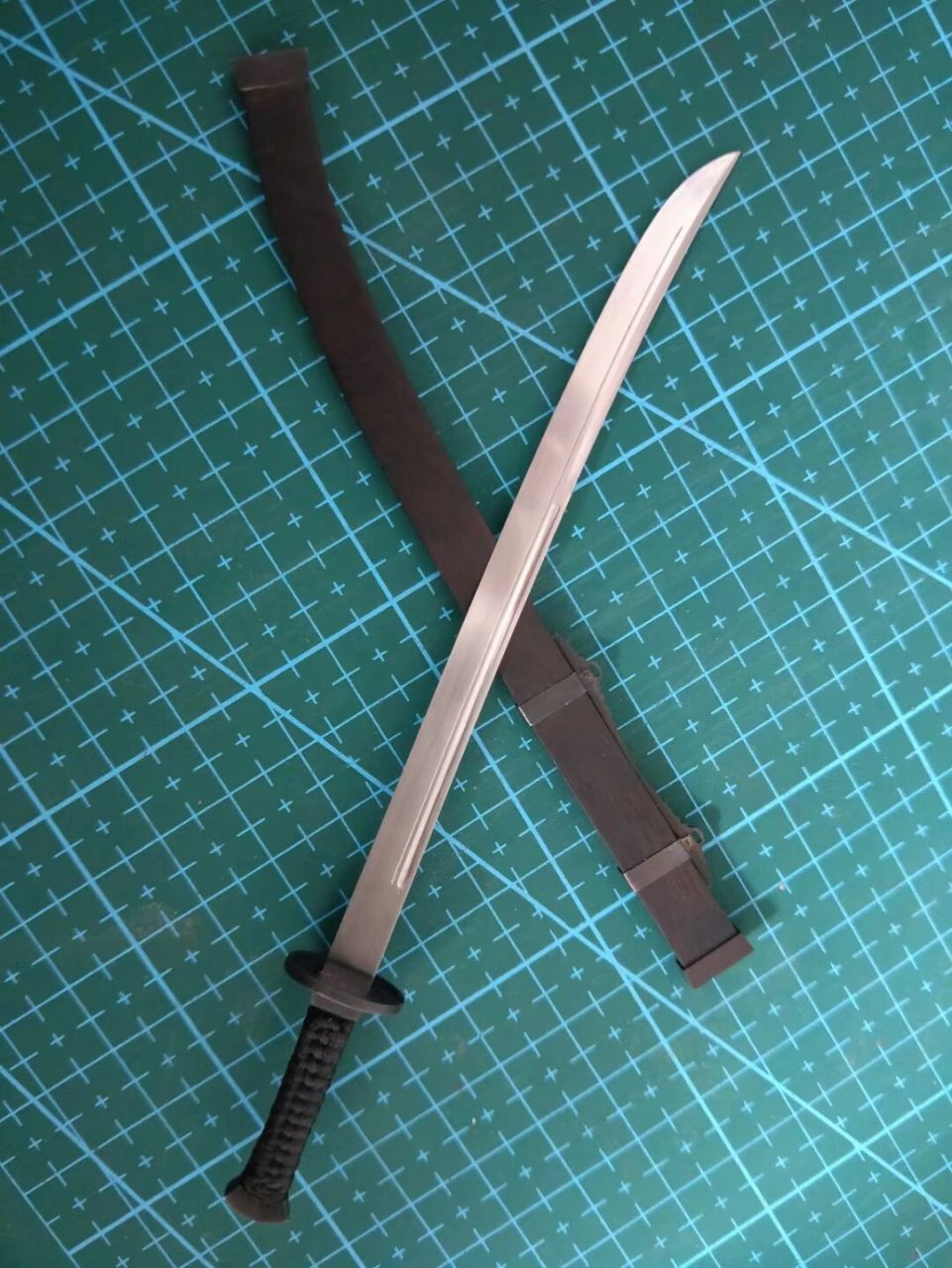 微型雁翎刀 装具黄铜发黑做旧处理,440c回火刀刃#冷兵器# #手工制作