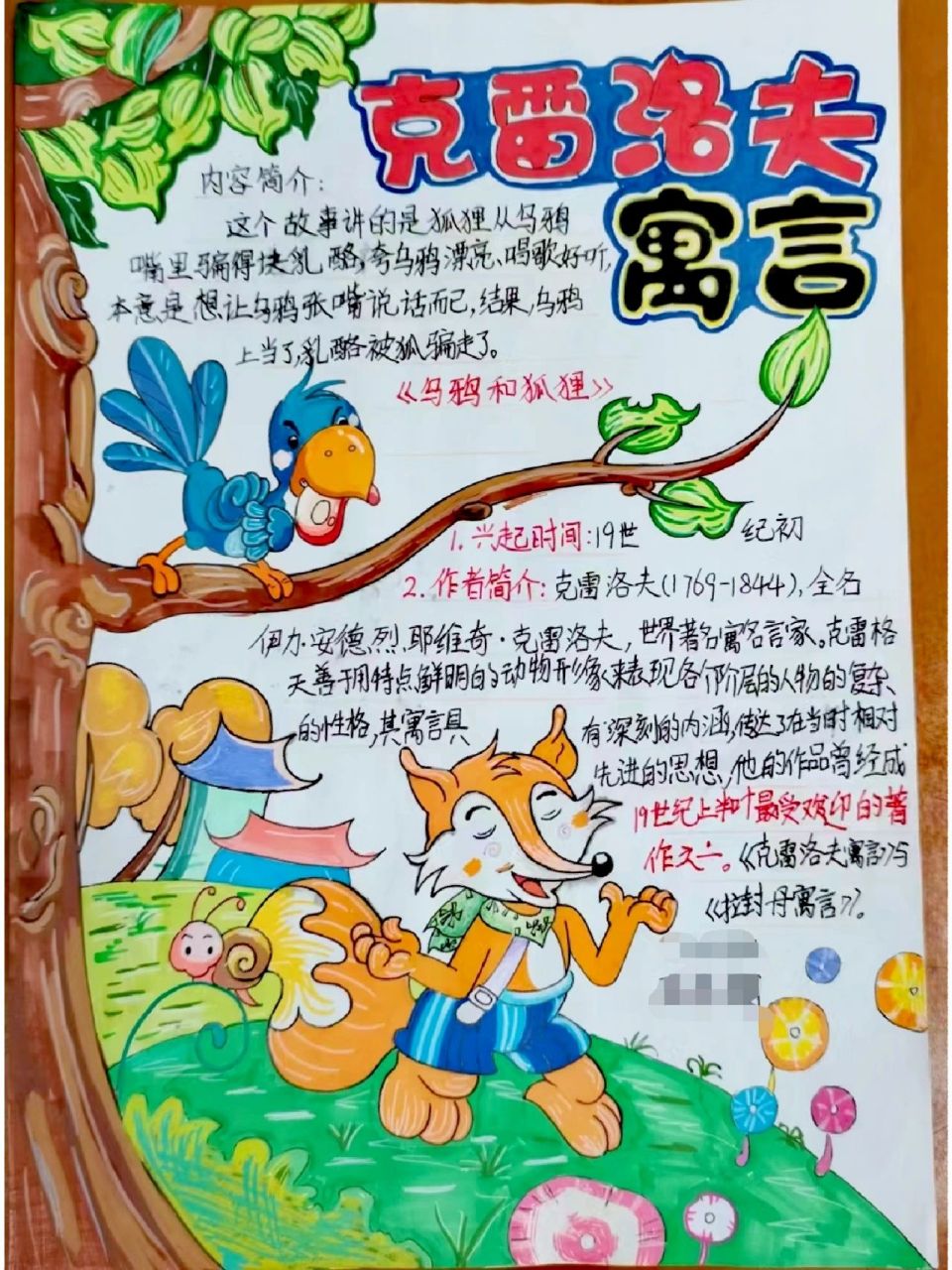 克雷洛夫寓言手抄报## 克雷洛夫寓言手抄报