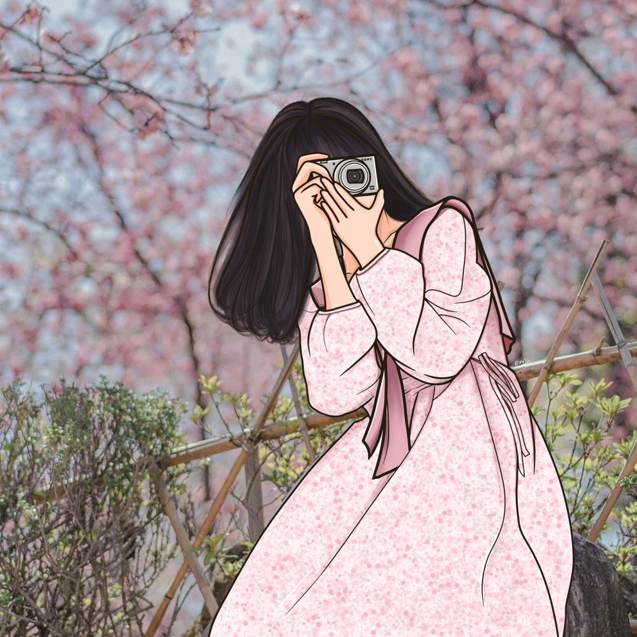 手绘女生背影头像合集|看看有没有你喜欢的?