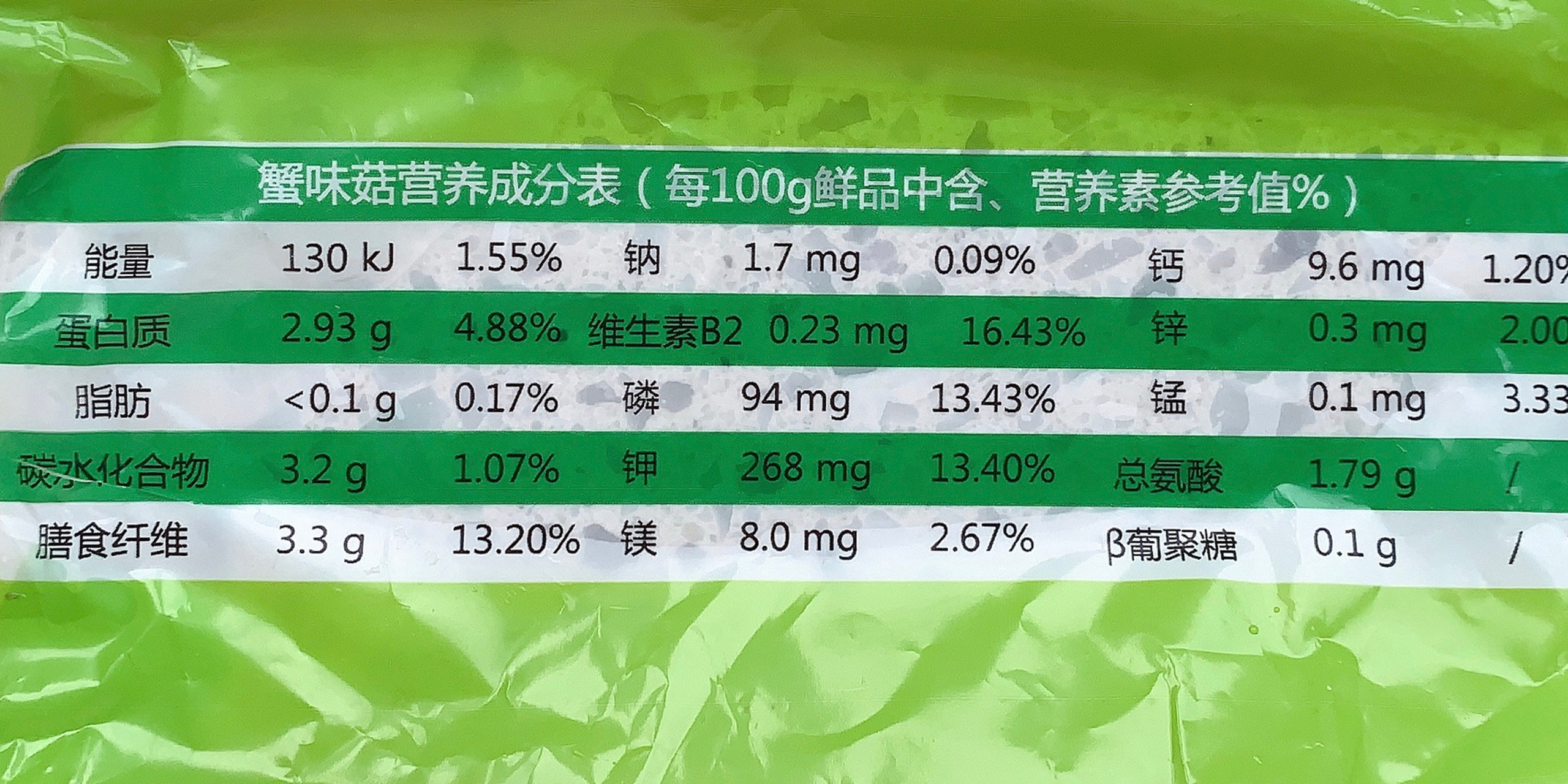 蟹味菇重量77热量测评|蘑菇热量 8715100g热量为31千卡 (图中