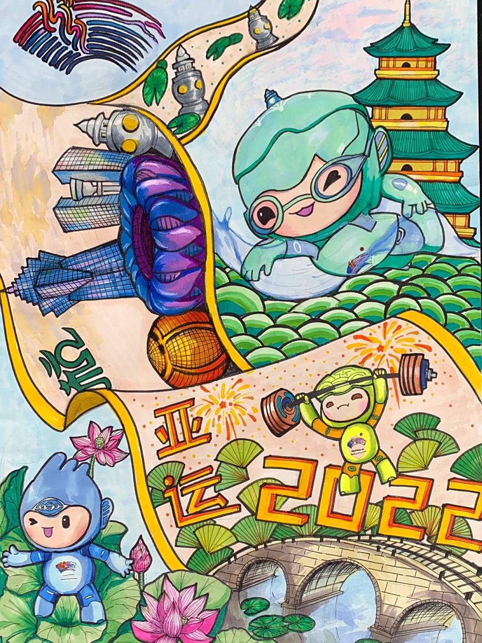 儿童画|亚运主题绘画96 作品已参赛,仅供借鉴元素,请勿商用