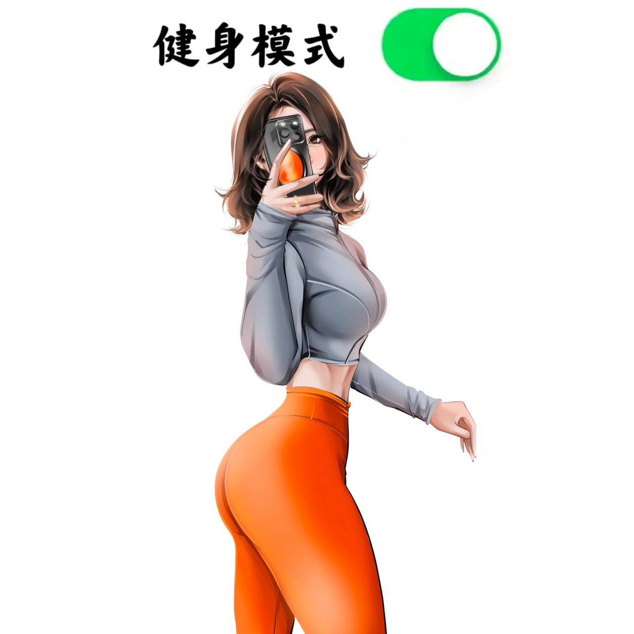 健身头像|蜜桃臀女孩系列 健身手绘约稿出图