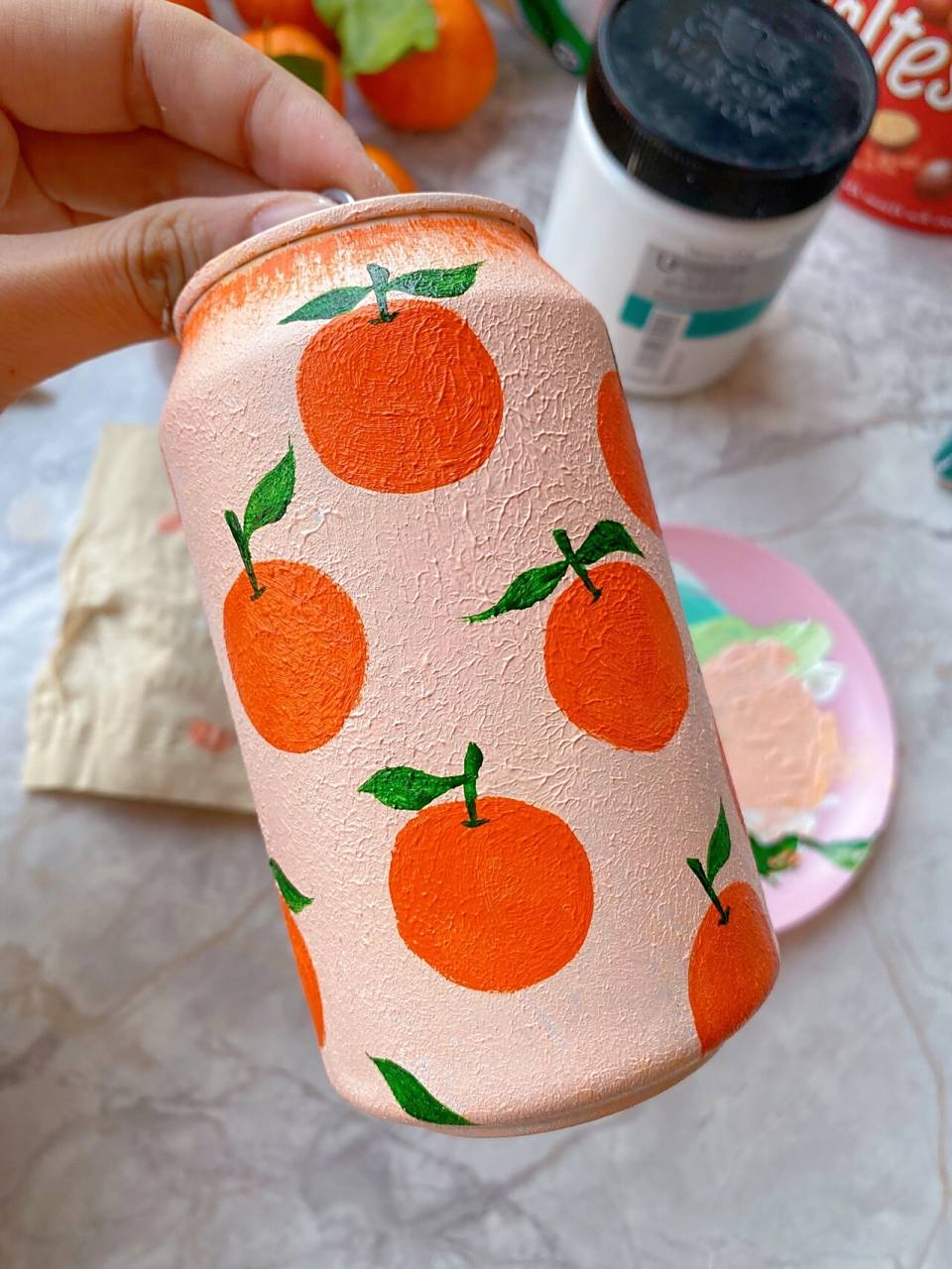 丙烯画丨旧物改造丨瓶子装饰画丨橘子92 一切都比你所期待的,还要好