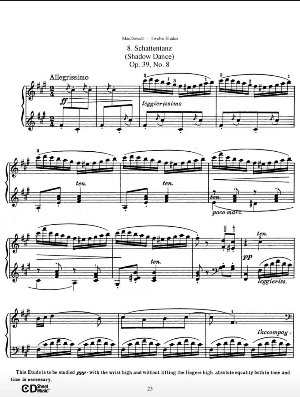 钢琴谱《幽灵之舞》 作曲家:麦克道威尔