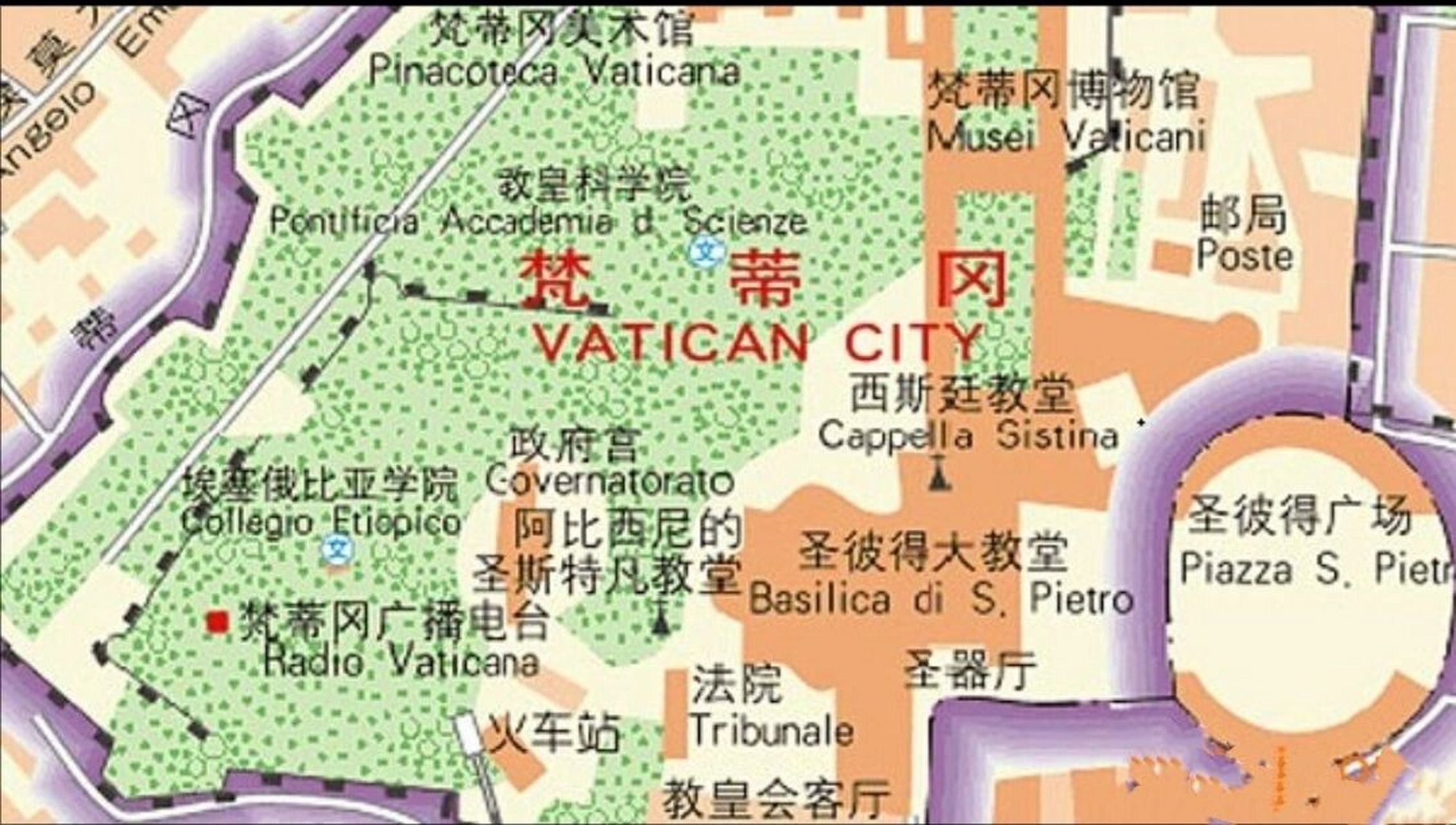 地图:梵蒂冈 梵蒂冈全称梵蒂冈城国,罗马教廷的所在地,位于罗马西北