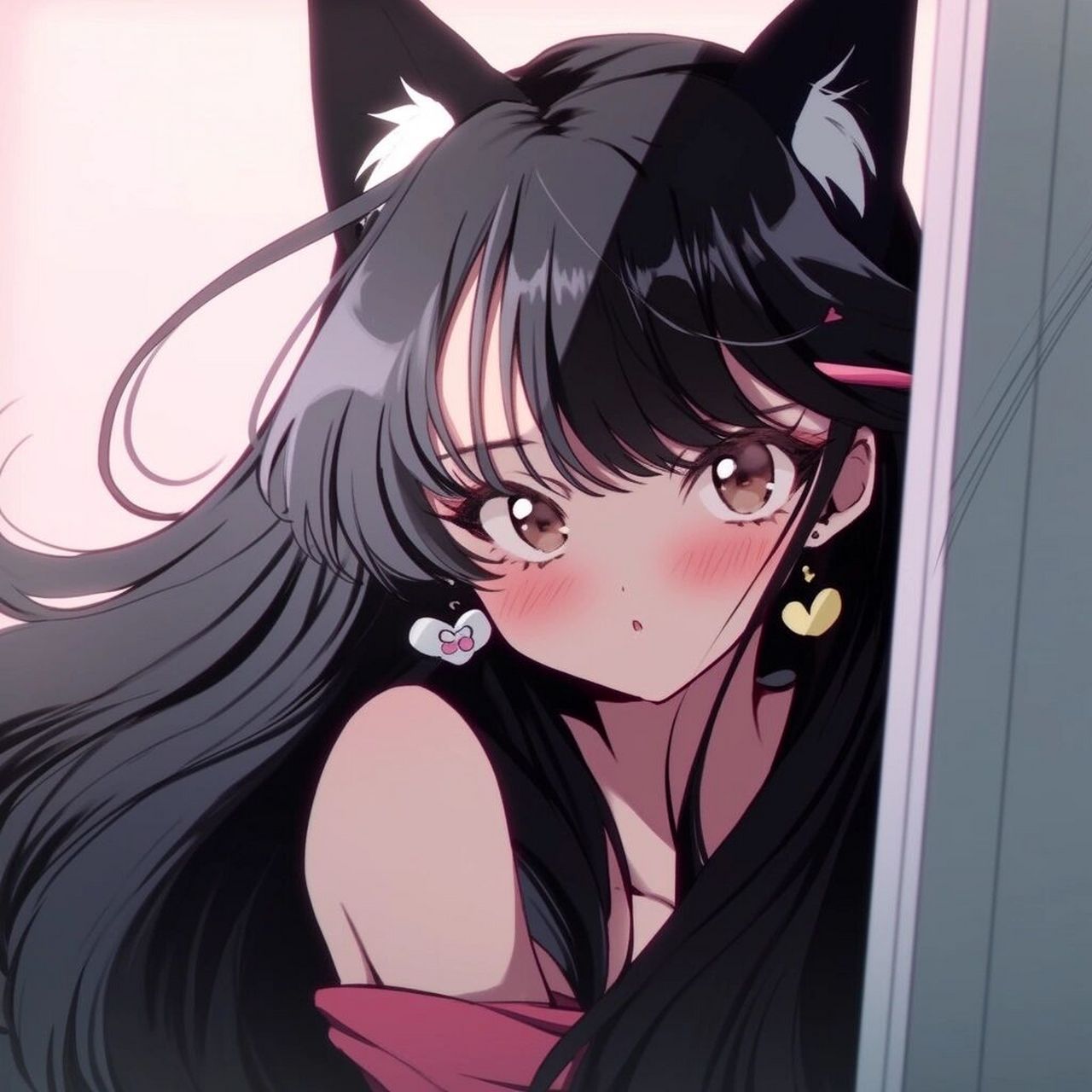 midjourney|旧漫头像-复古蒸汽波-甜酷猫女