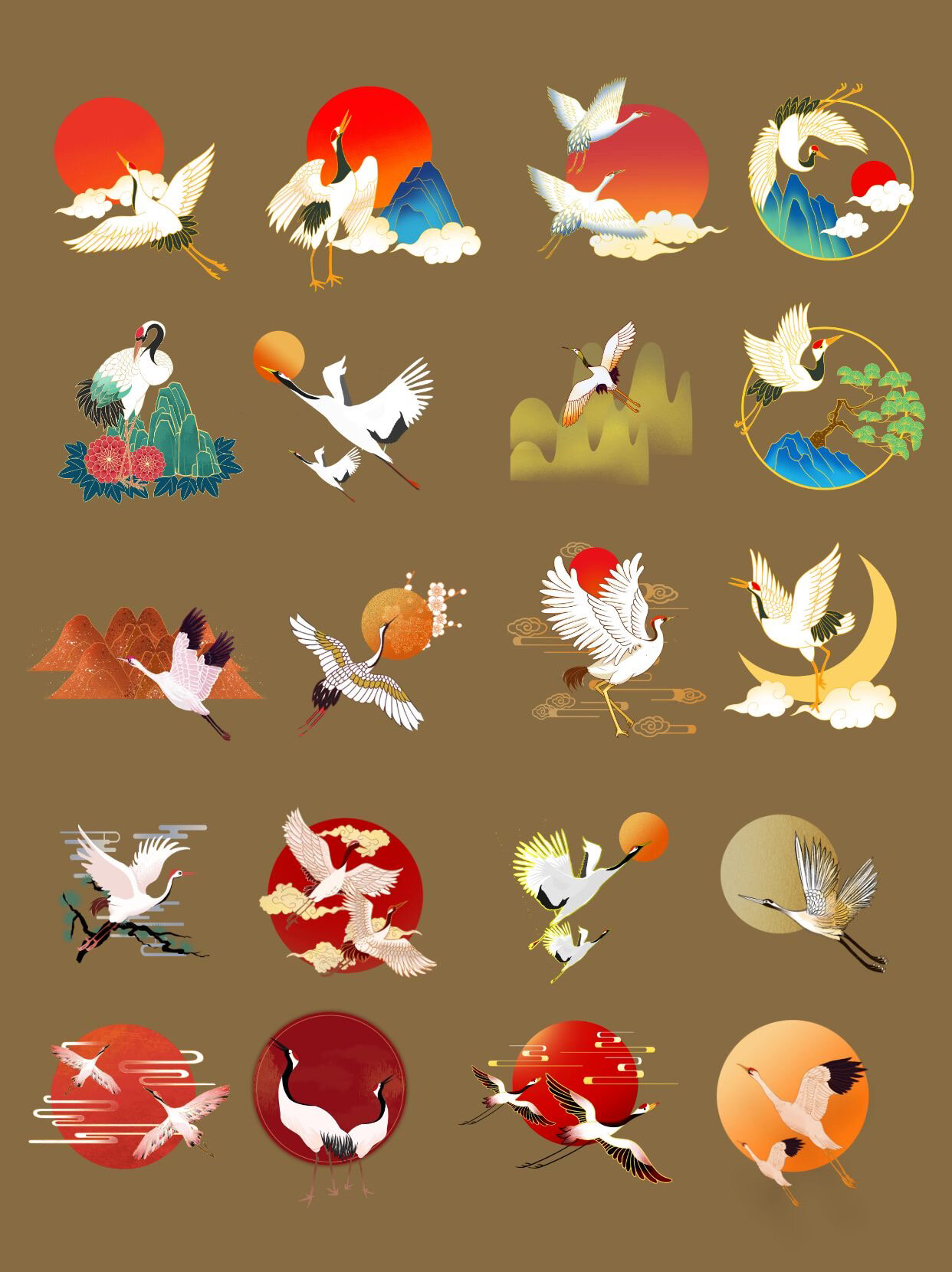 素材来啦🔥 早上好呀🌞🌞 仙鹤是中国风不可缺少的元素之一🦩