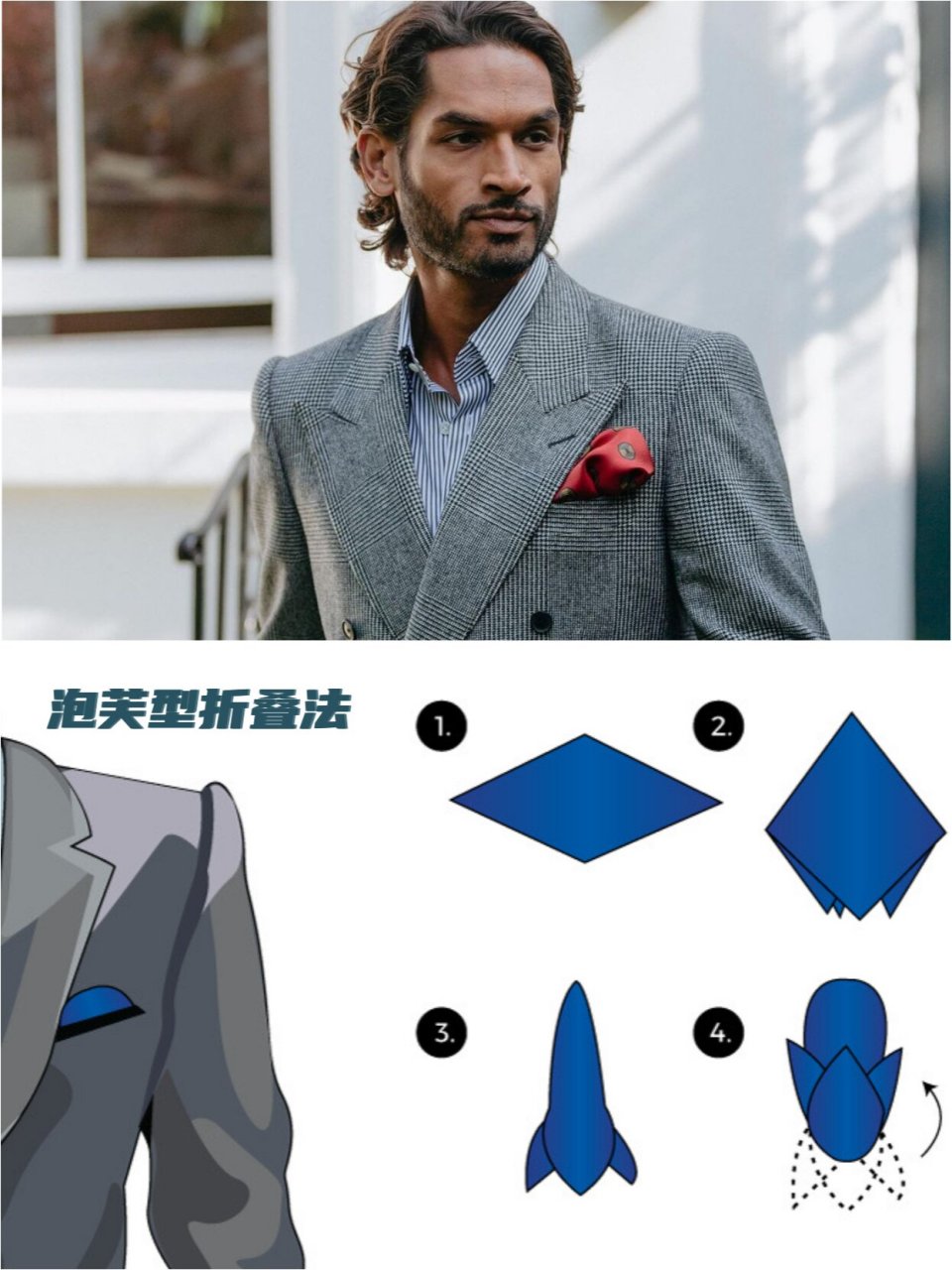 97干货7515一看就会的口袋巾叠法图解7515 西装穿得再优雅