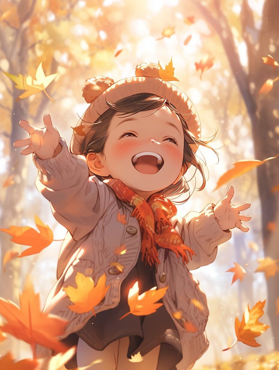 生女儿系列--秋天可爱女孩头像壁纸 治愈 的笑容加上金色的阳光,心情