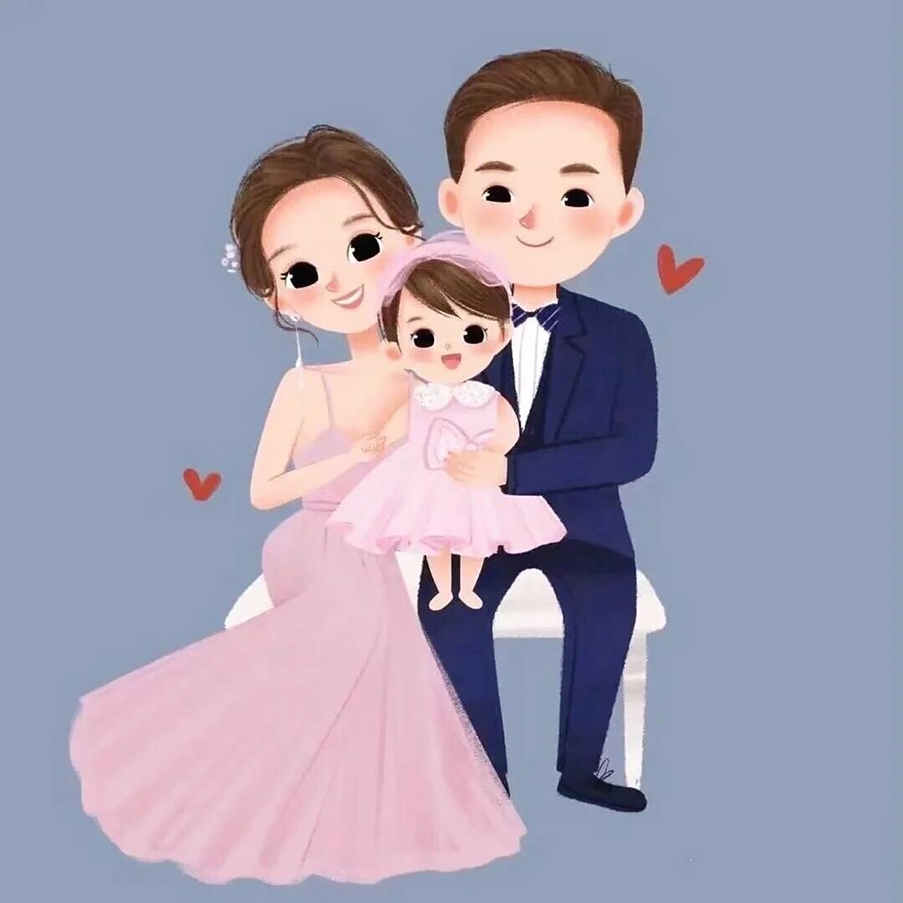 一家三口卡通头像 可爱的一家三口头像幸福一家人