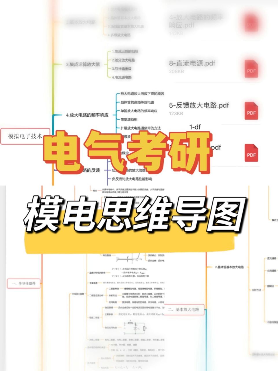 电气考研|【模电】思维导图97 模电思维导图电子版整理好了,可以