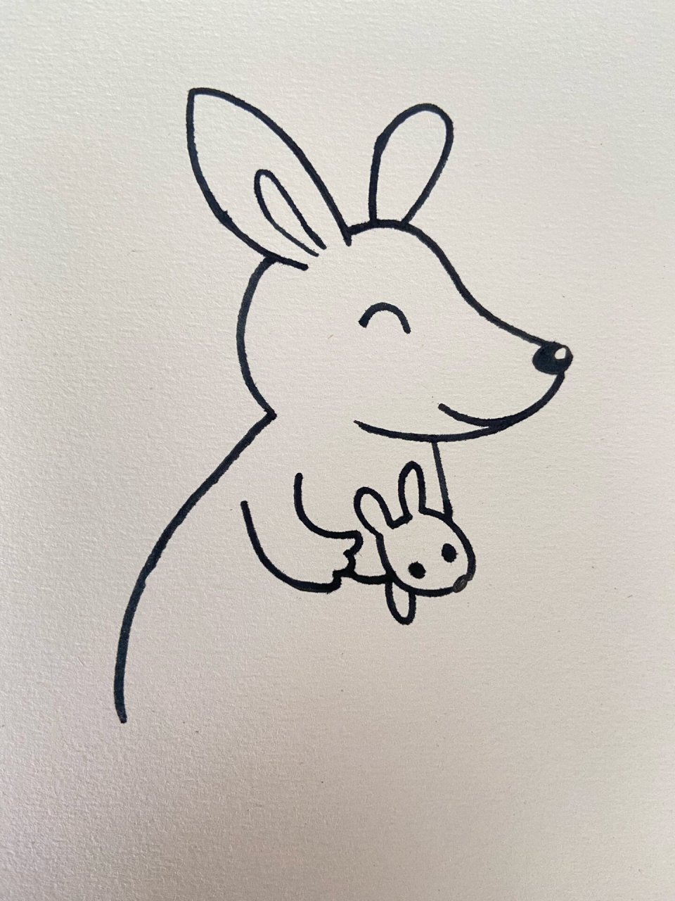 简笔画打卡day27 可爱动物～袋鼠妈妈和袋鼠宝宝