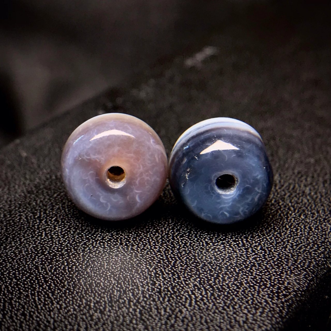 西亚蓝沁一线药师珠,9050/一颗 天然蓝沁玛瑙纹路,像一幅水墨画一样