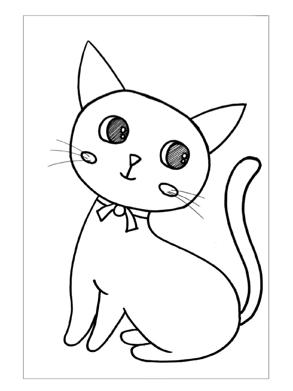 《猫咪》黑白线描画