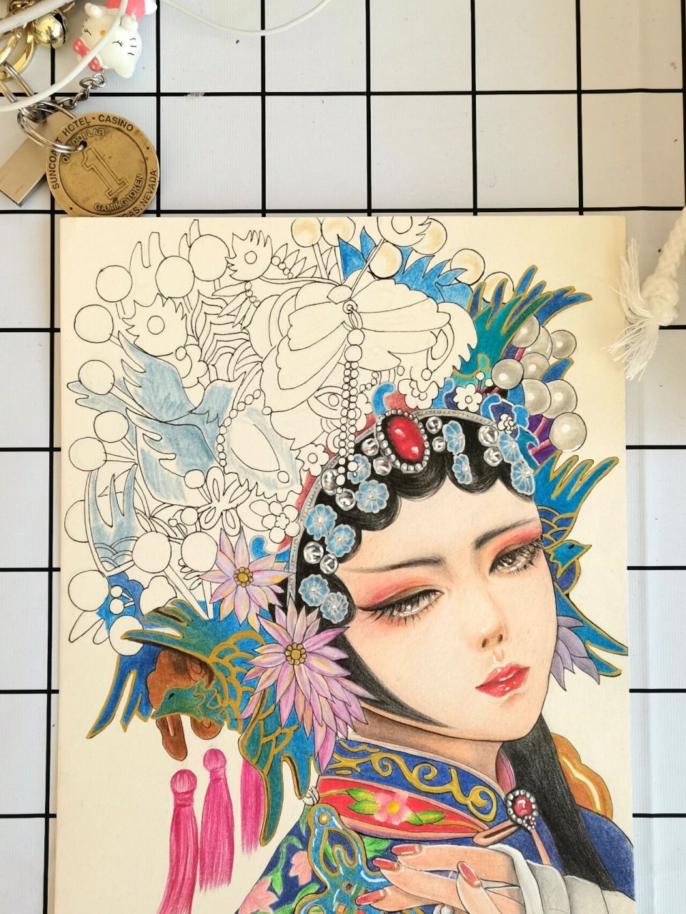 彩铅:辉柏嘉普通油性彩铅 纸:获多福细纹纸 高光笔:樱花 金色勾线