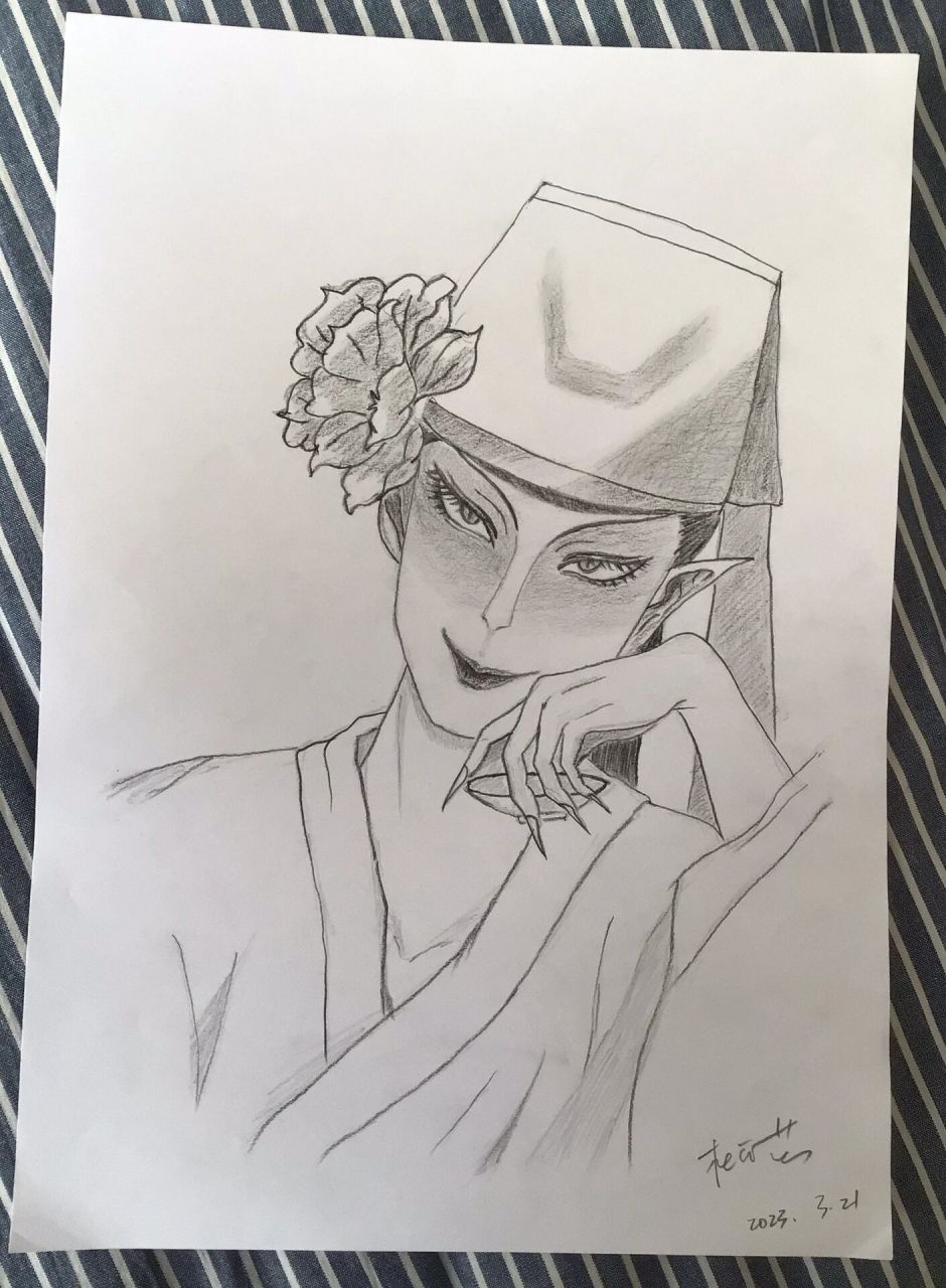 狐狸公子,邪魅狂狷98,温柔款.临摹铅笔画