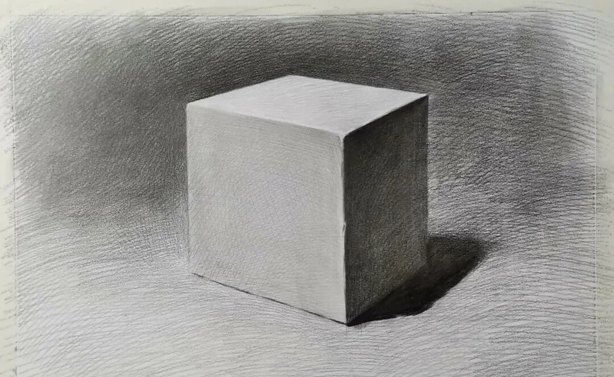 正方体明暗素描——正方体作画步骤 1.