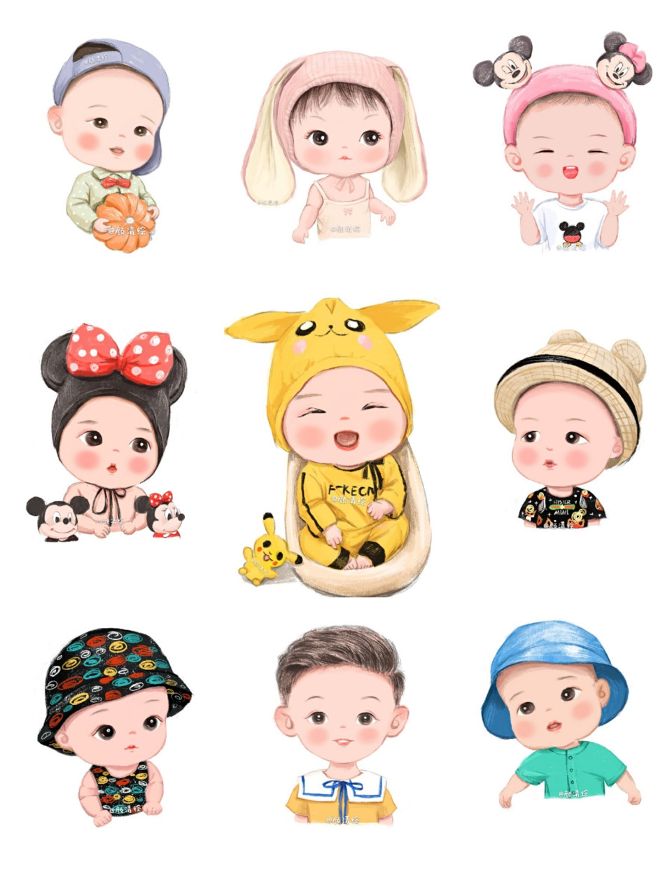 超可爱手绘头像集|萌娃头像|手绘卡通头像 分享一批新的客单小可爱