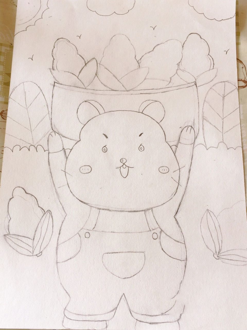 儿童简笔画《丰收的季节》 8k素描纸,勾线笔,马克笔