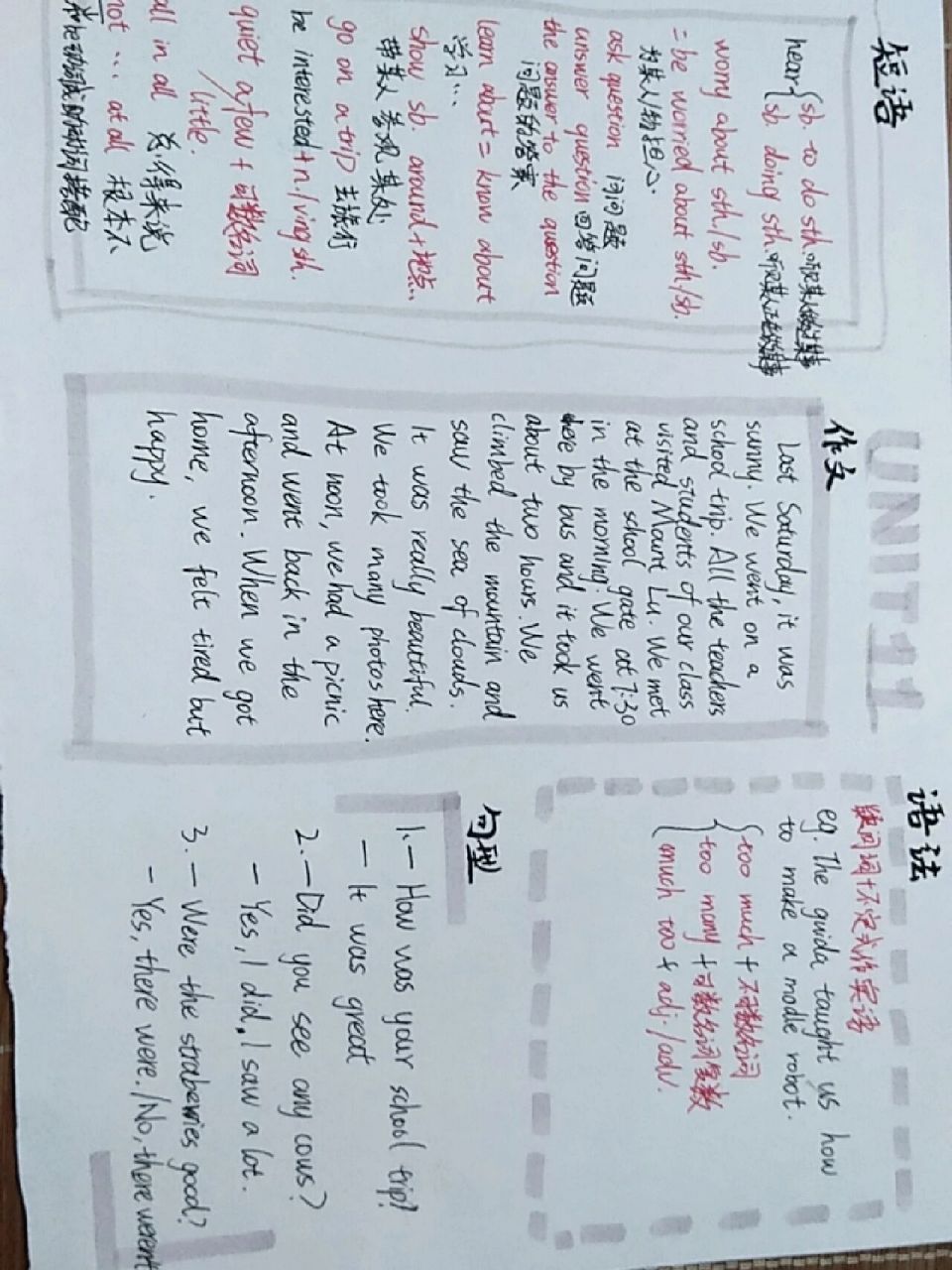 七下英语第11单元思维导图