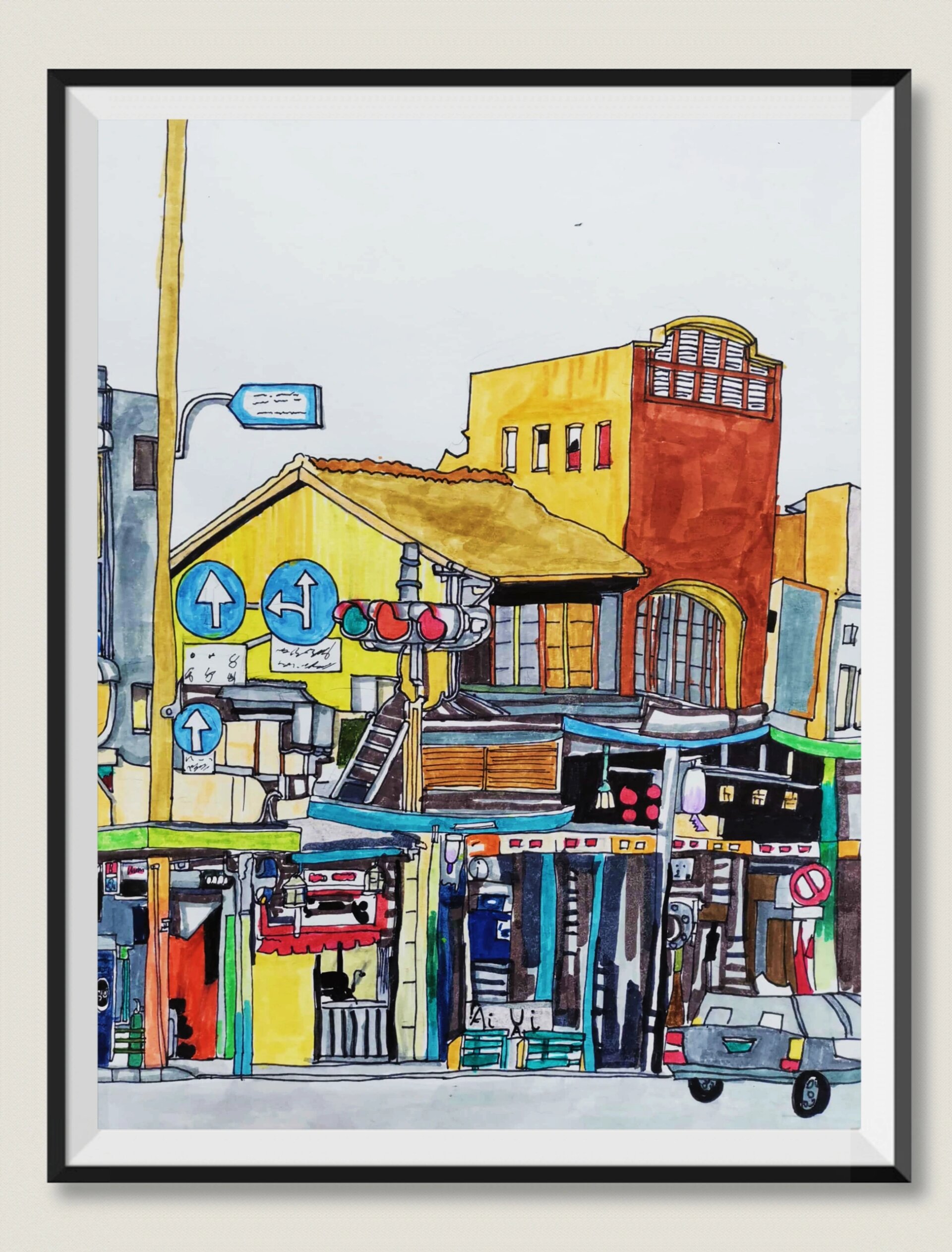 《城市街道》 以城市的街道图片进行写生,要求正确表现 建筑的透视