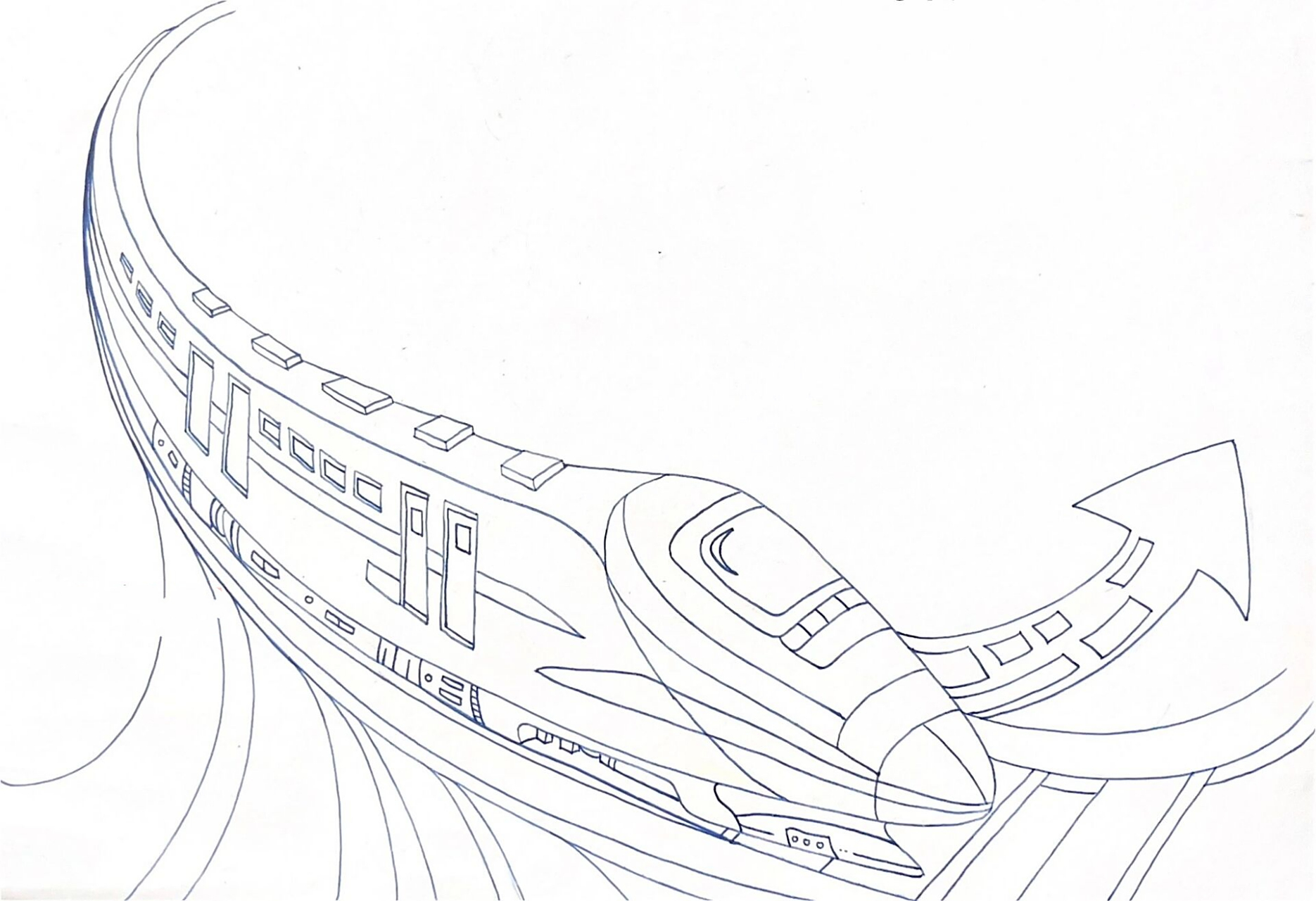 马克笔手绘|常用的高铁08来喽6015期待上色吧 先放一张线稿