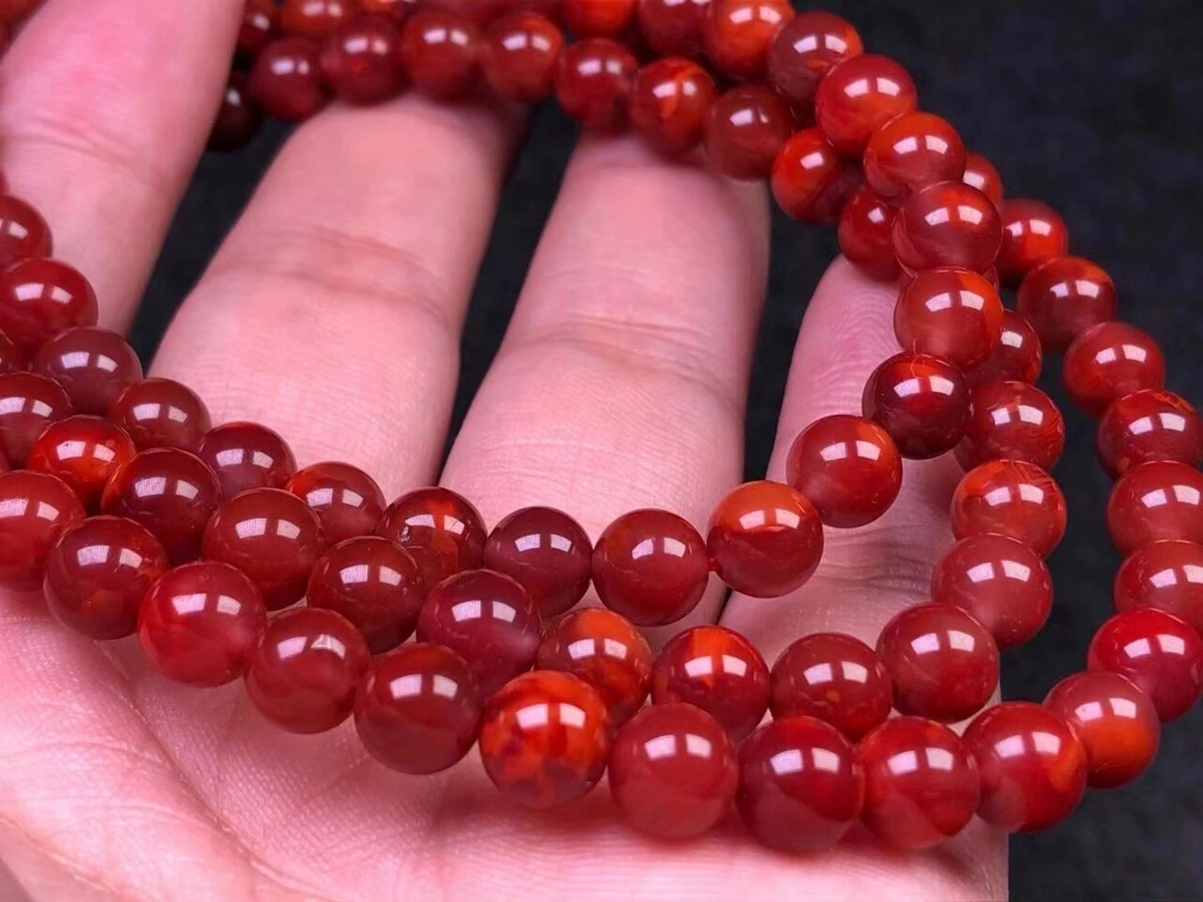 3mm精品凉山南红瓦西牛血红108佛珠95颜 7.