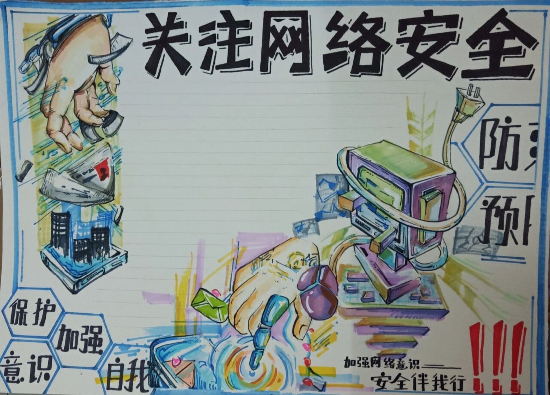 网络安全 手抄报  关注网络安全