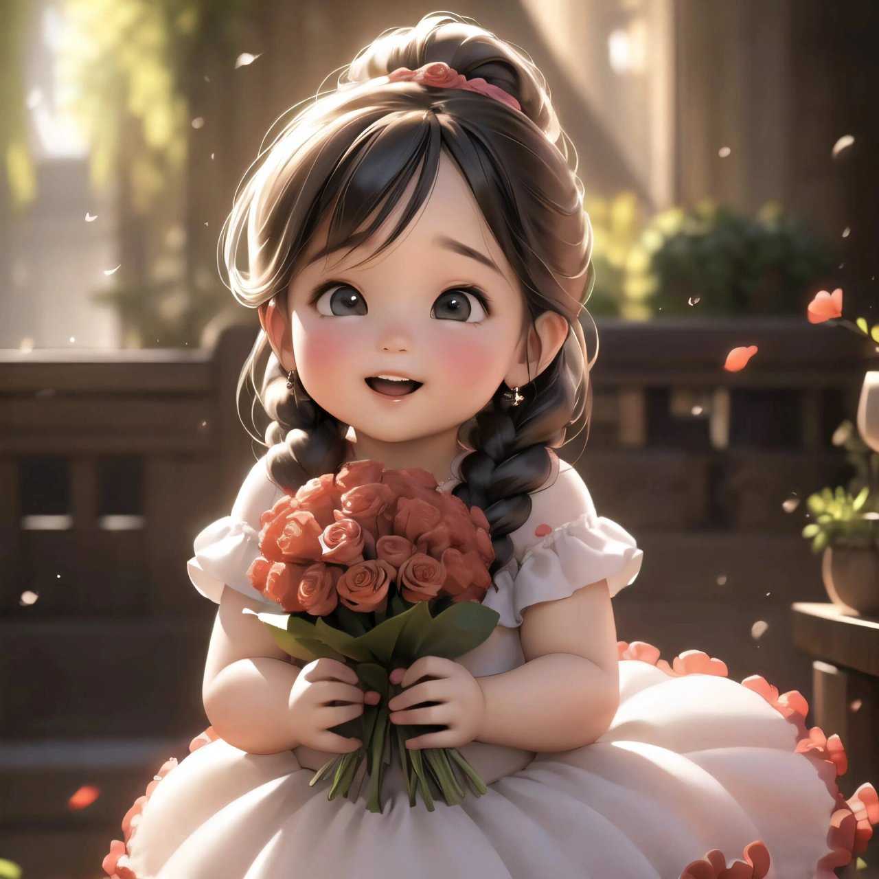 治愈系小女孩09|卡哇伊捧花小女孩头像 送你花花98