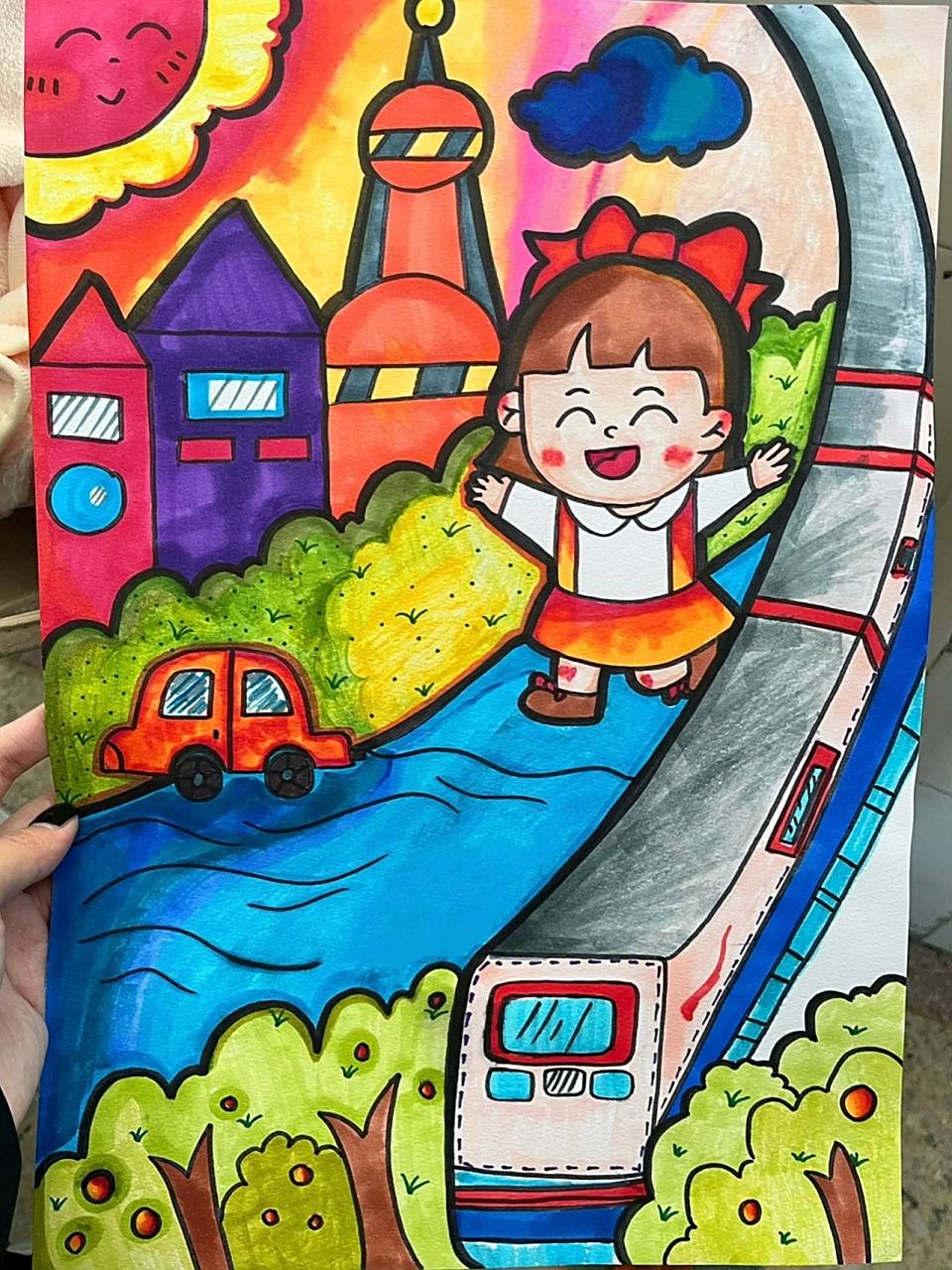 原创儿童画分享 家乡新貌 原创儿童画分享 家乡新貌