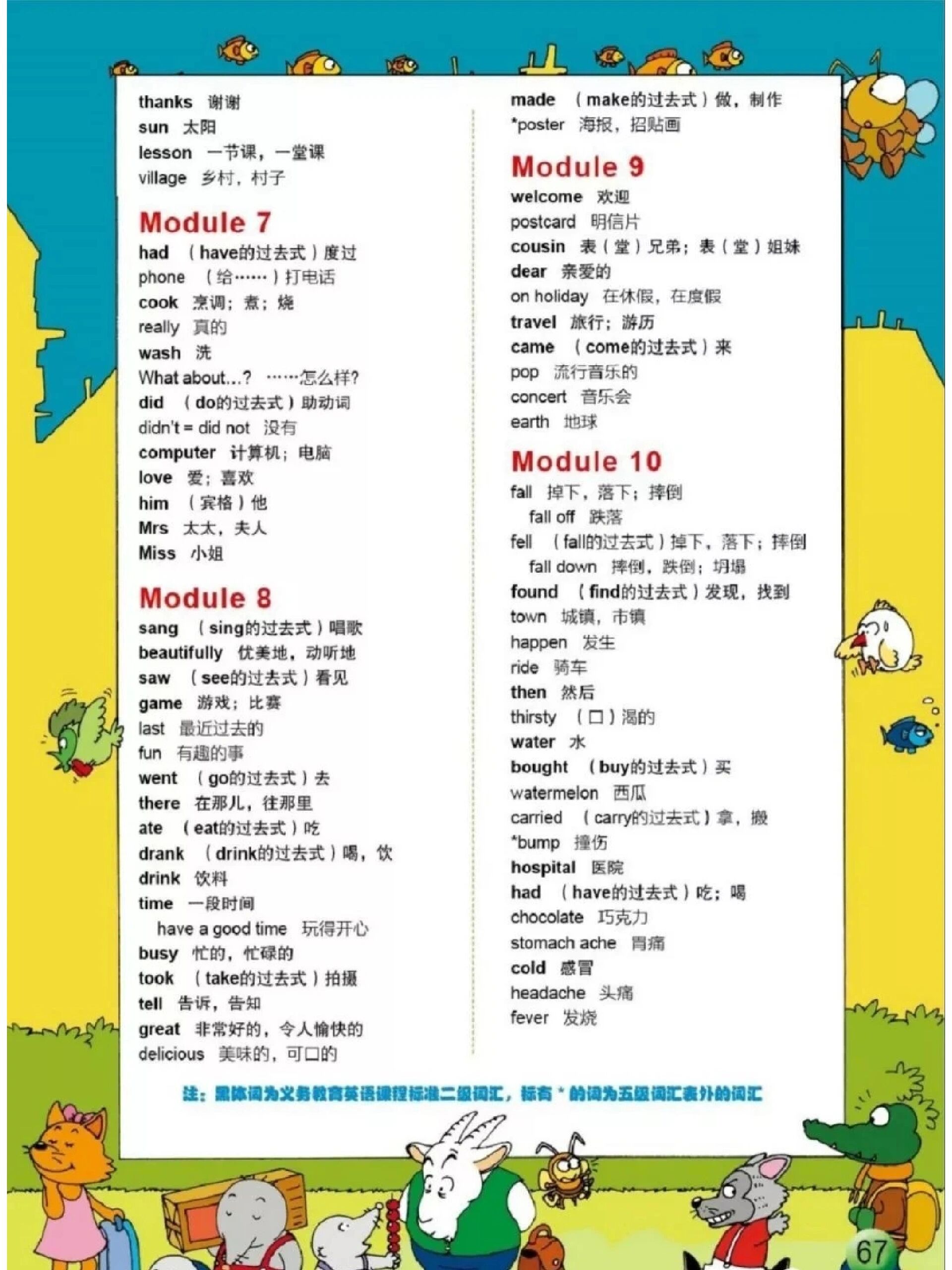 外研版三起英语四年级下册单词表