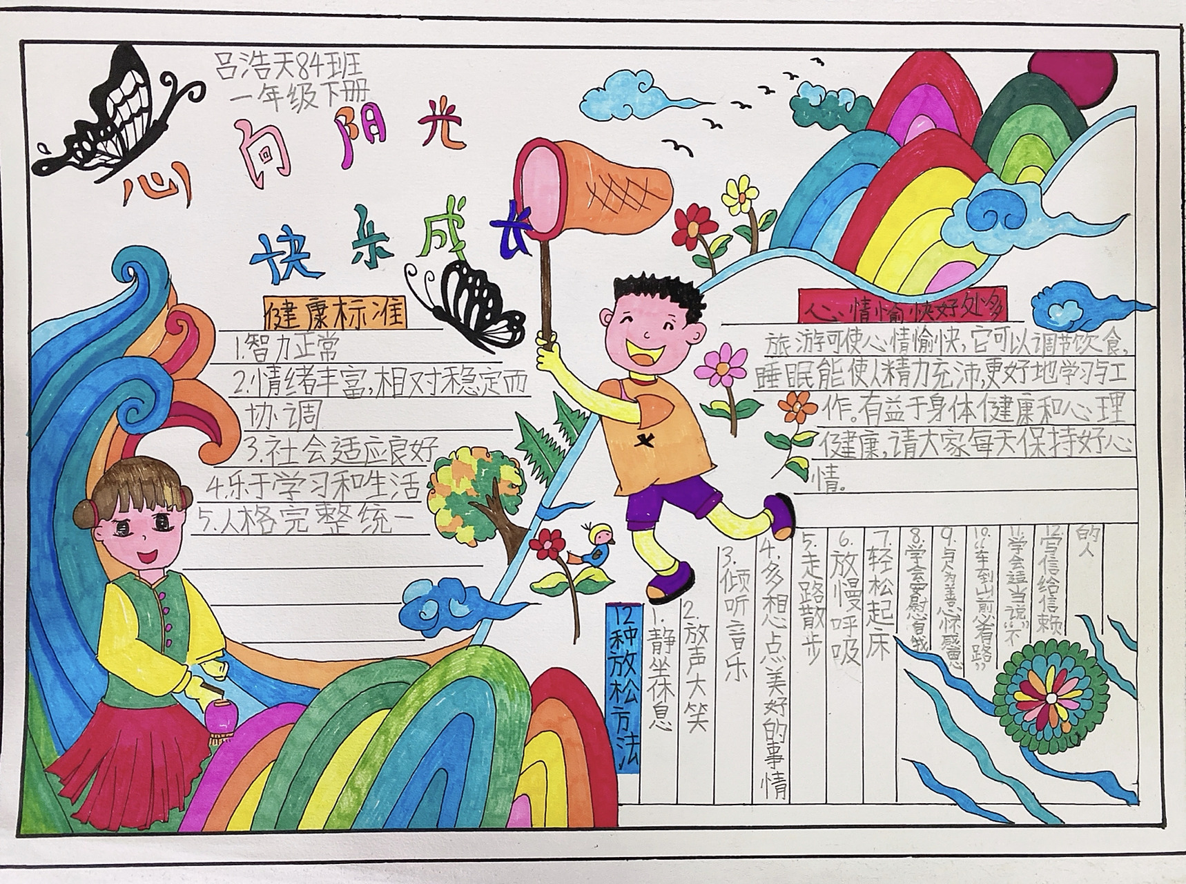 手抄报,拥抱阳光,健康成长