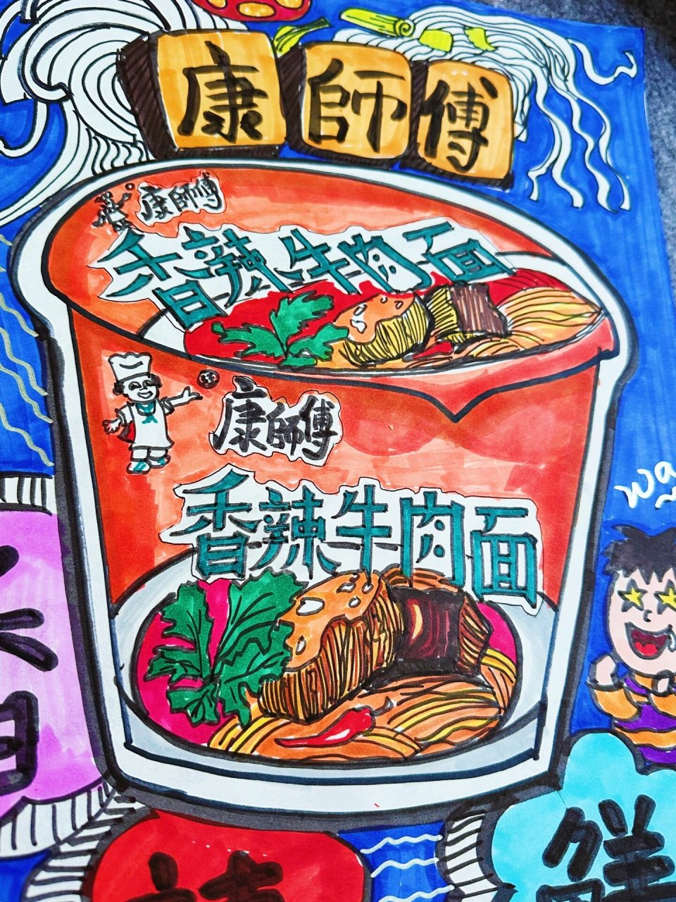 香辣牛肉面简笔画