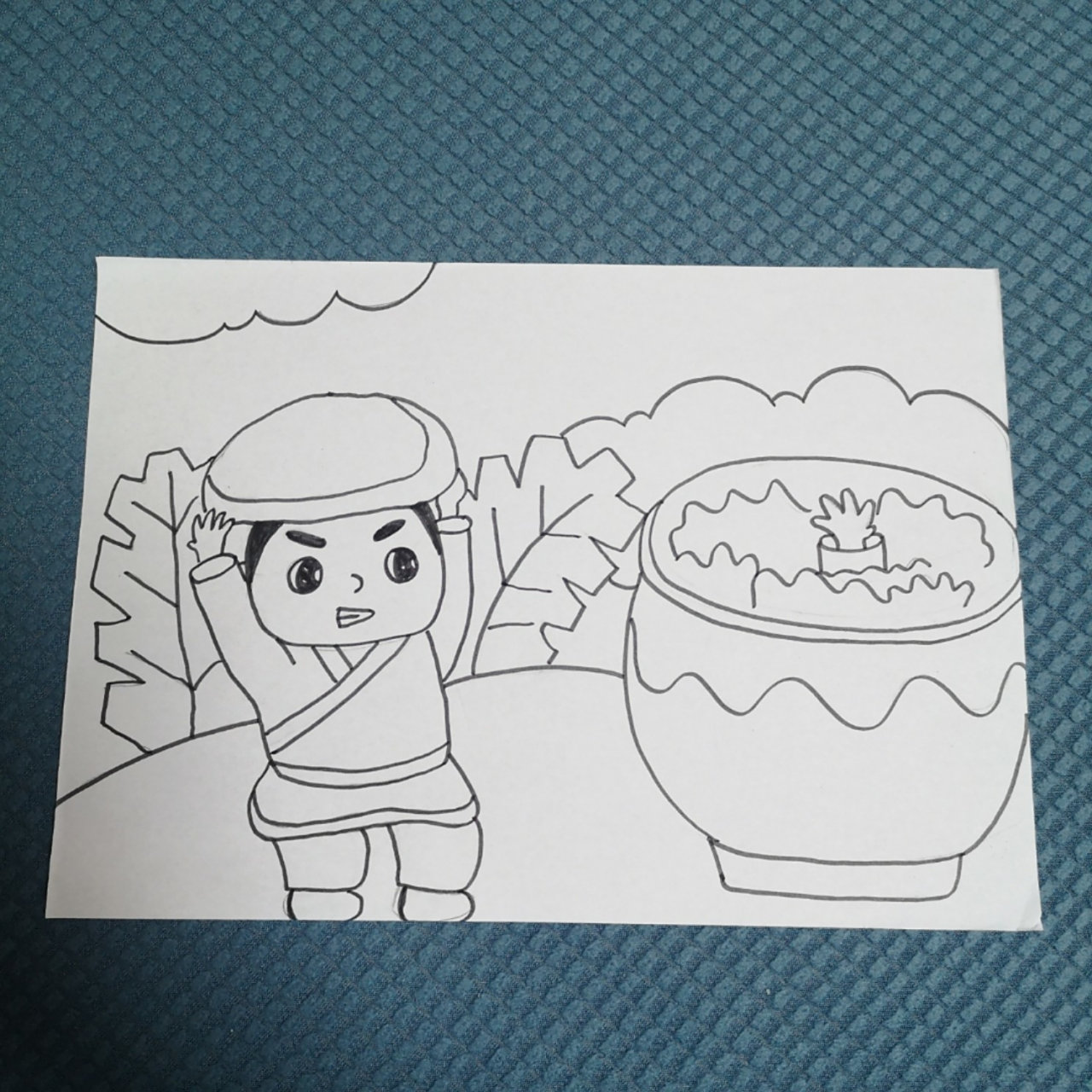 儿童画司马光砸缸 临摹儿童画96