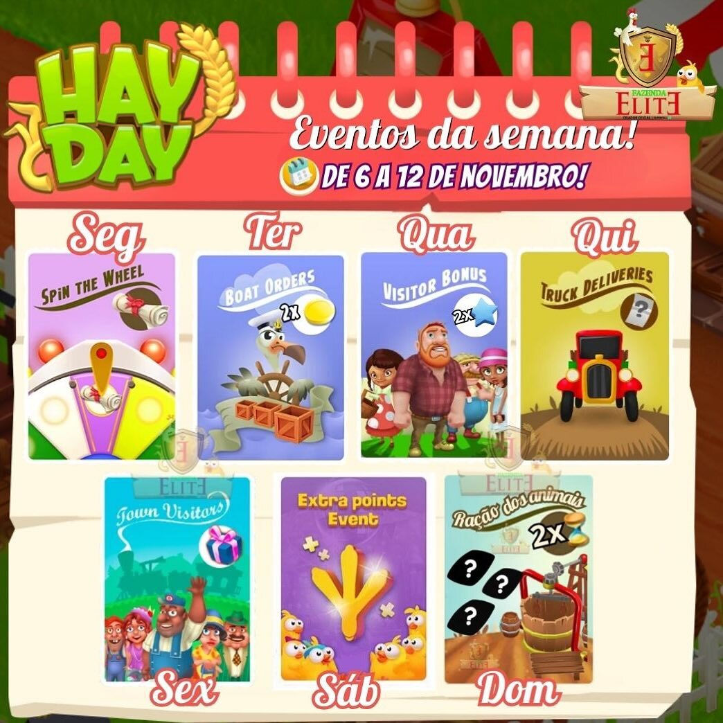 hayday 卡通农场 11 6～11 12 每周活动总览